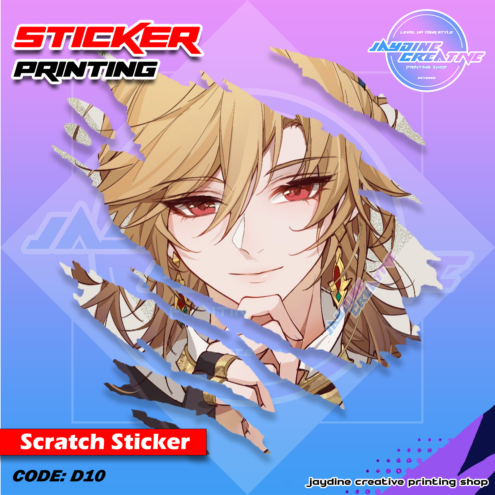 Genshin Impact Inspired Scratch Design Sticker