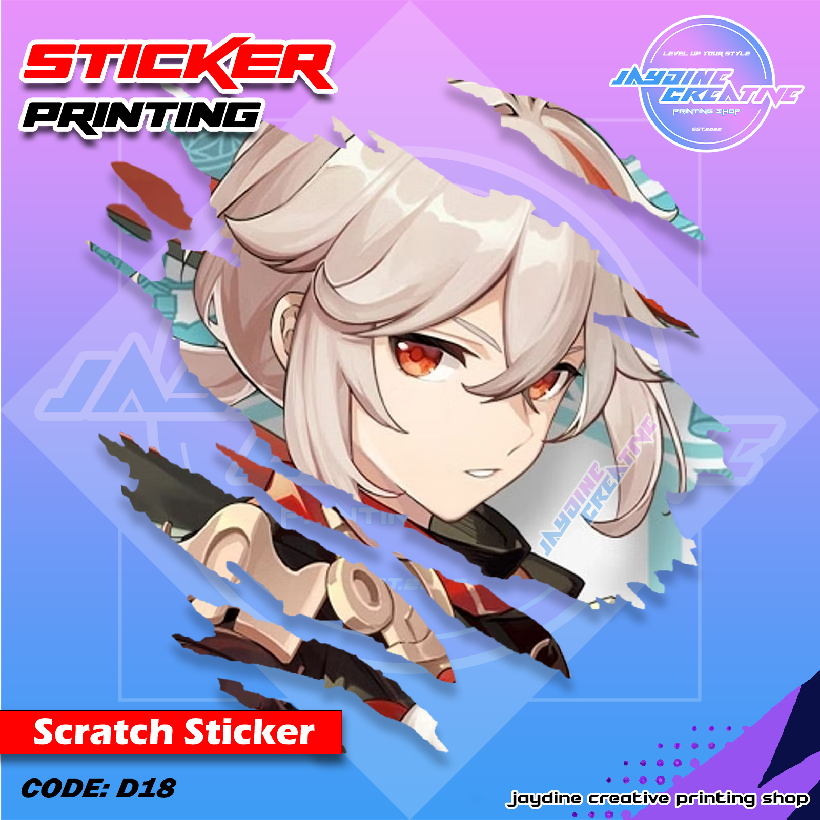 Genshin Impact Inspired Scratch Design Sticker