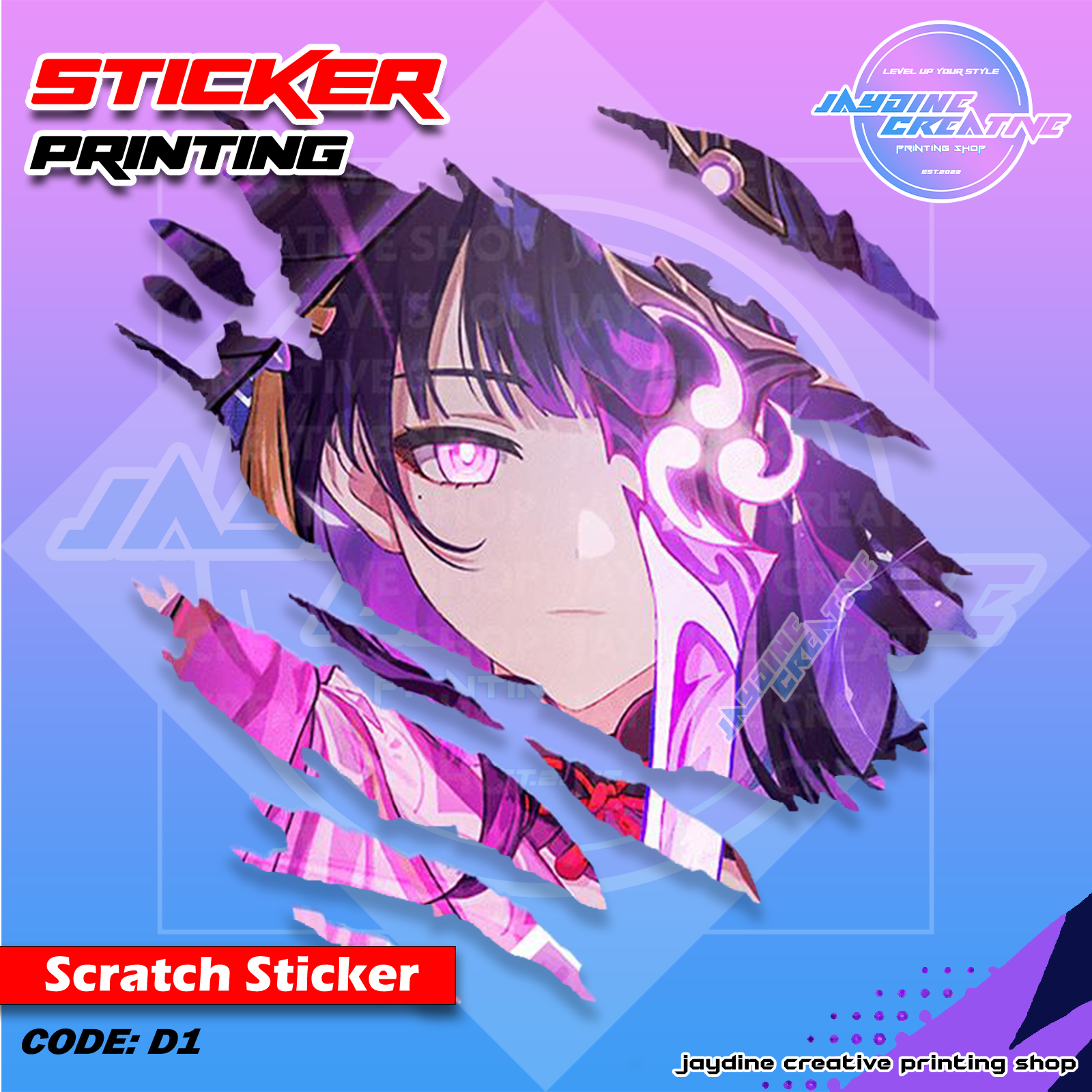 Genshin Impact Inspired Scratch Design Sticker