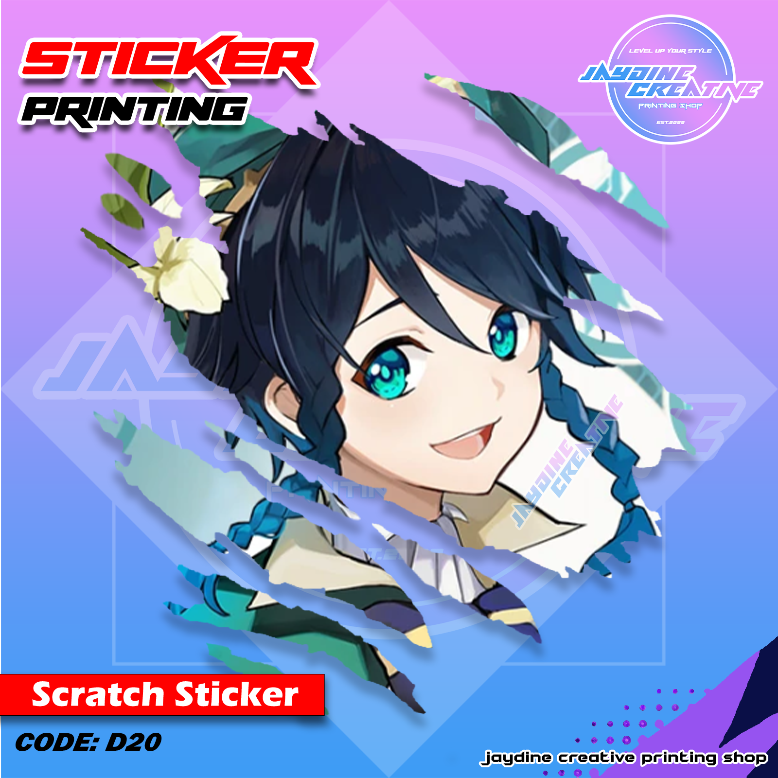 Genshin Impact Inspired Scratch Design Sticker