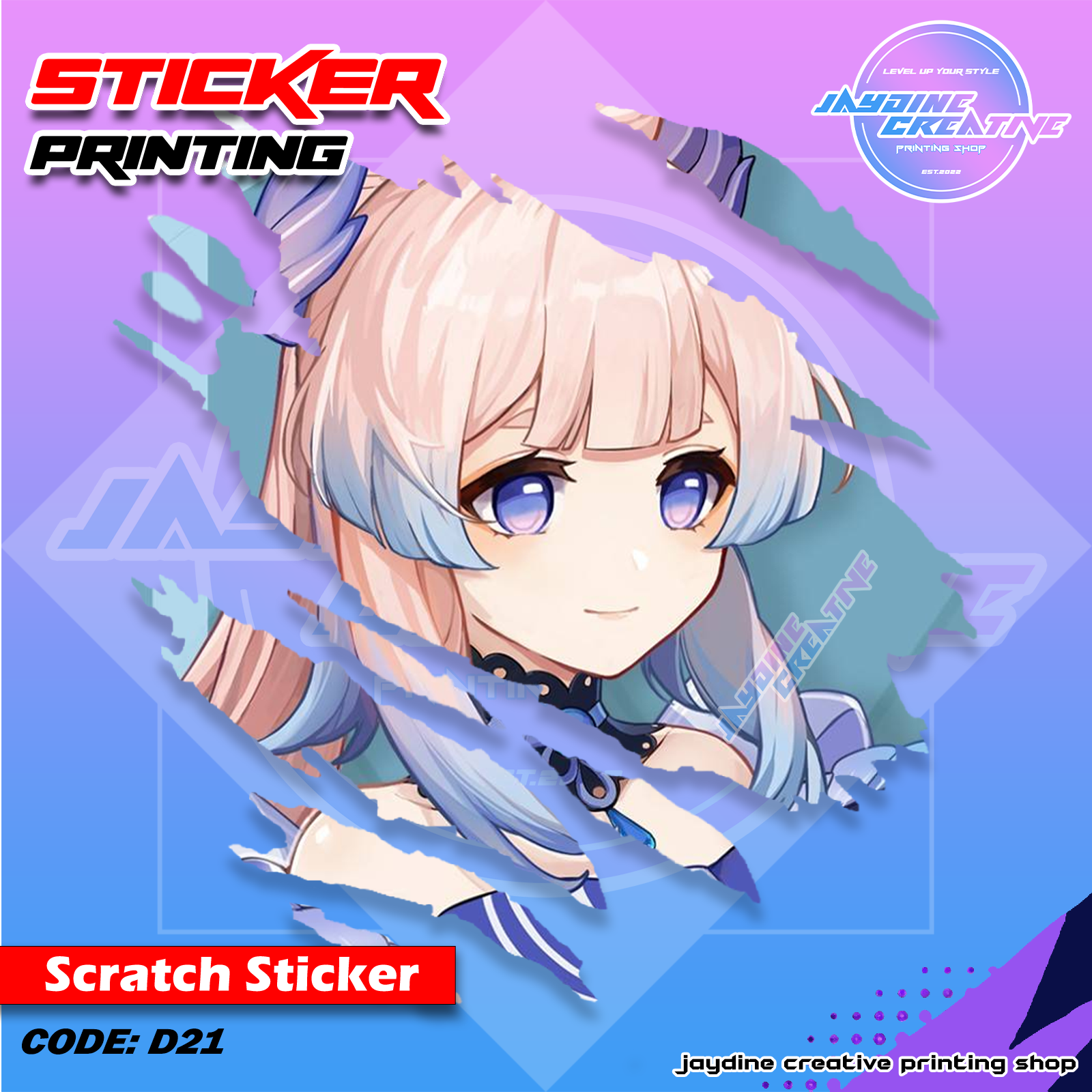 Genshin Impact Inspired Scratch Design Sticker