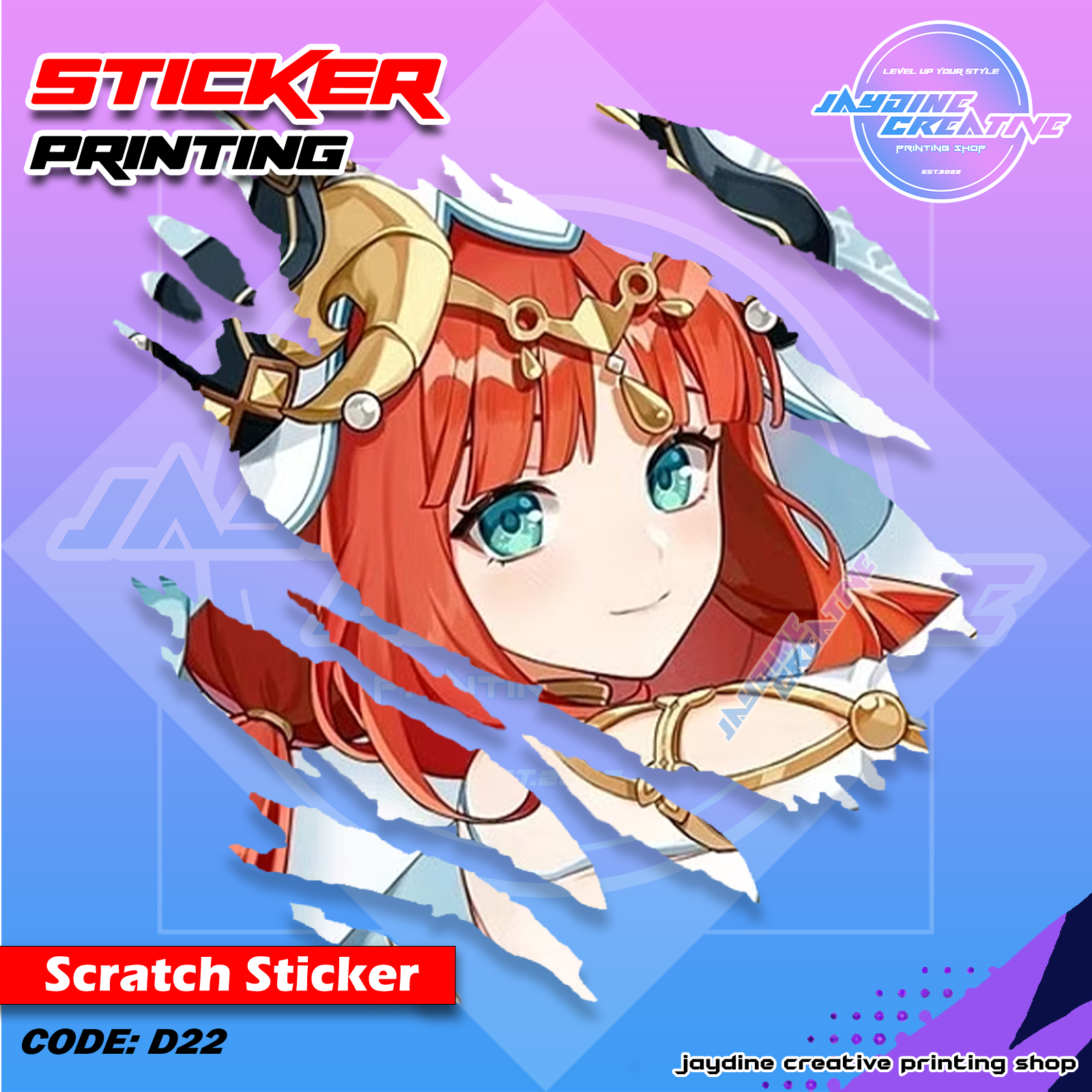 Genshin Impact Inspired Scratch Design Sticker