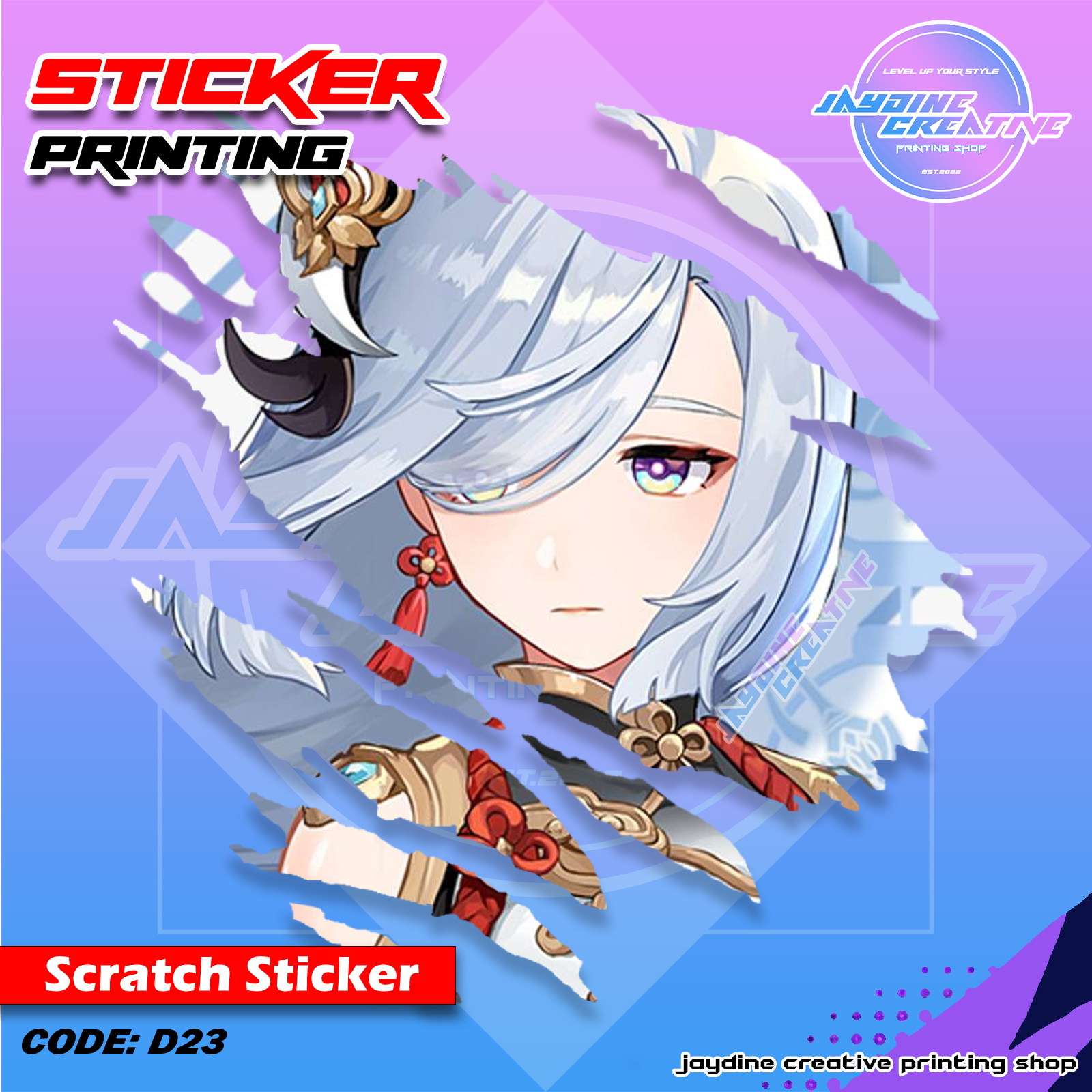 Genshin Impact Inspired Scratch Design Sticker