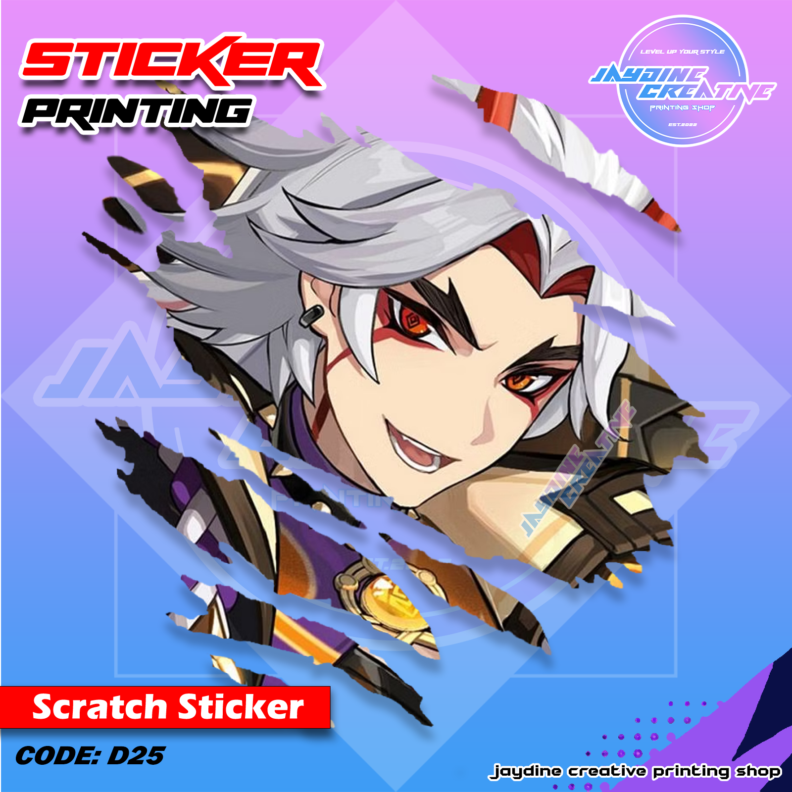 Genshin Impact Inspired Scratch Design Sticker