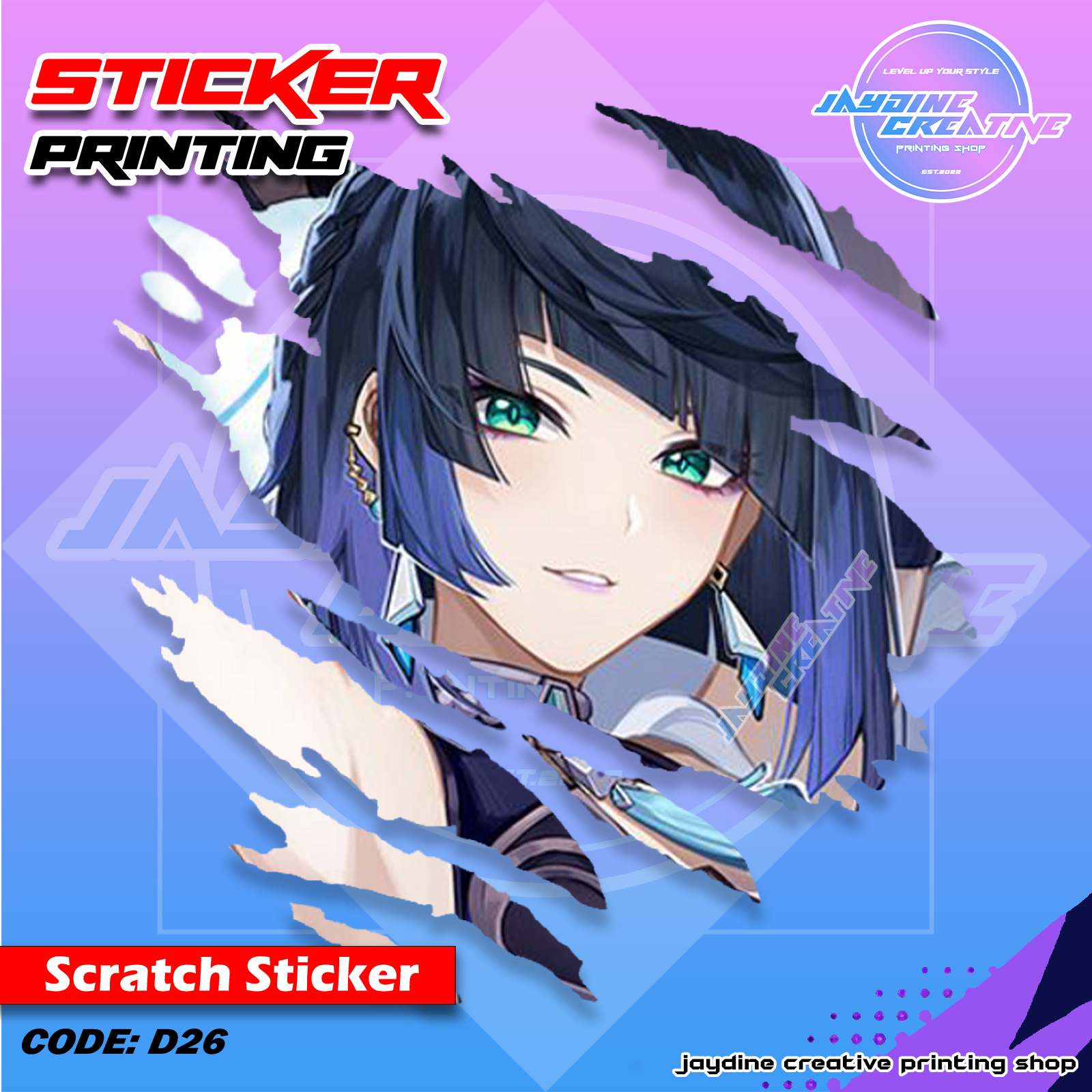 Genshin Impact Inspired Scratch Design Sticker