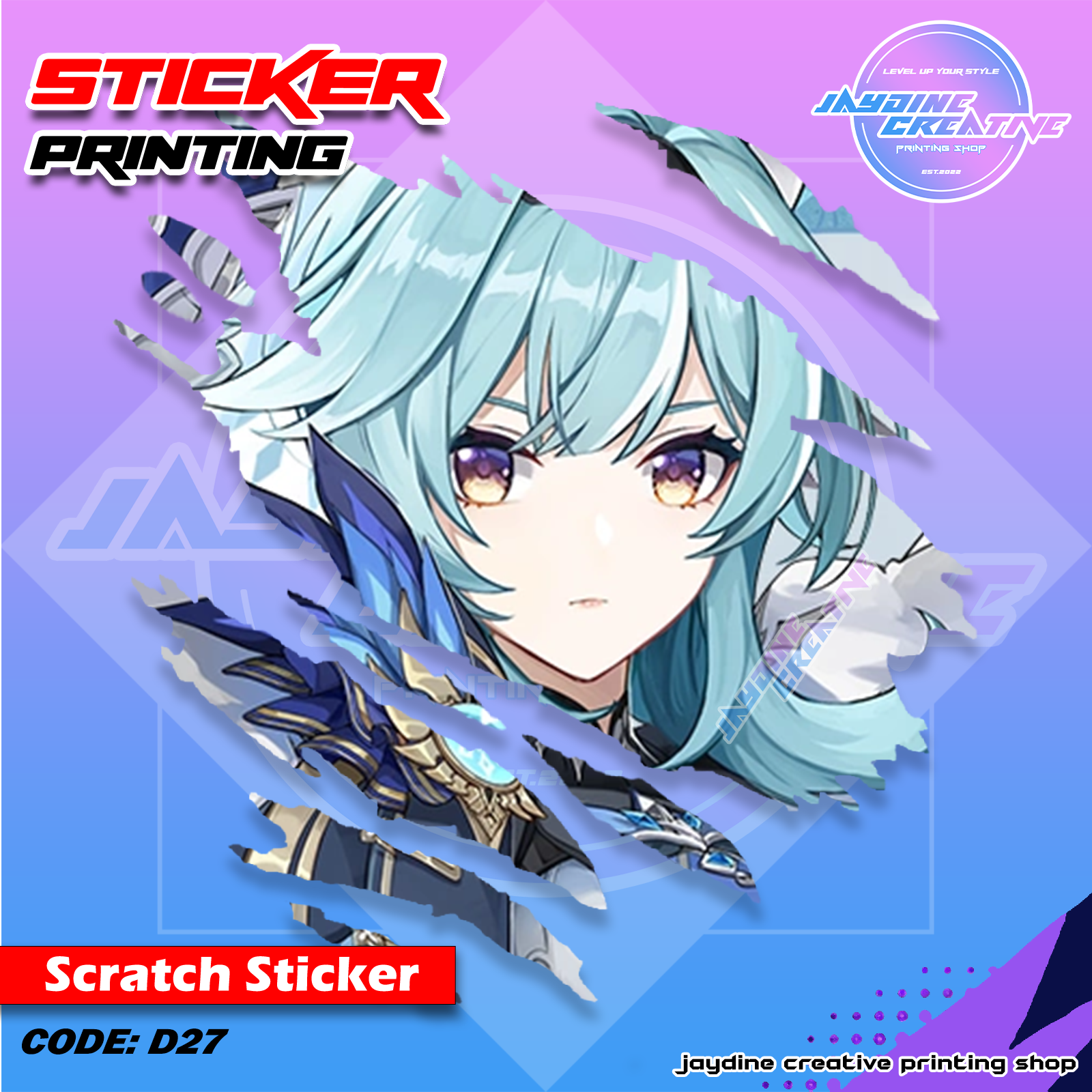 Genshin Impact Inspired Scratch Design Sticker