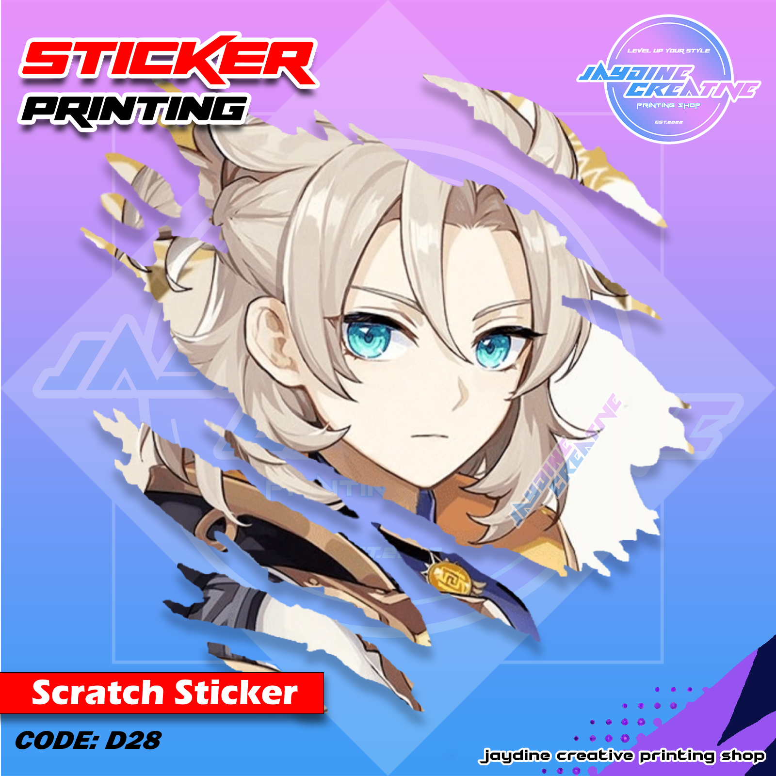 Genshin Impact Inspired Scratch Design Sticker