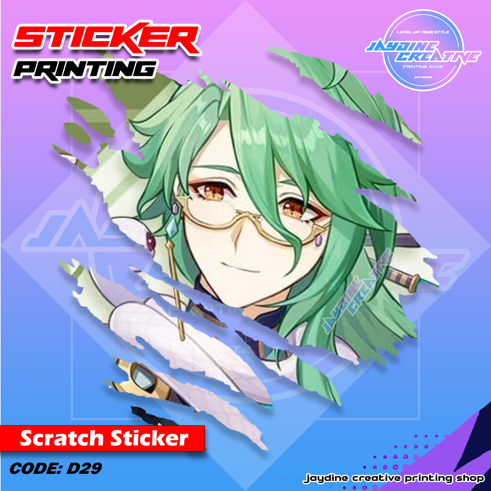 Genshin Impact Inspired Scratch Design Sticker