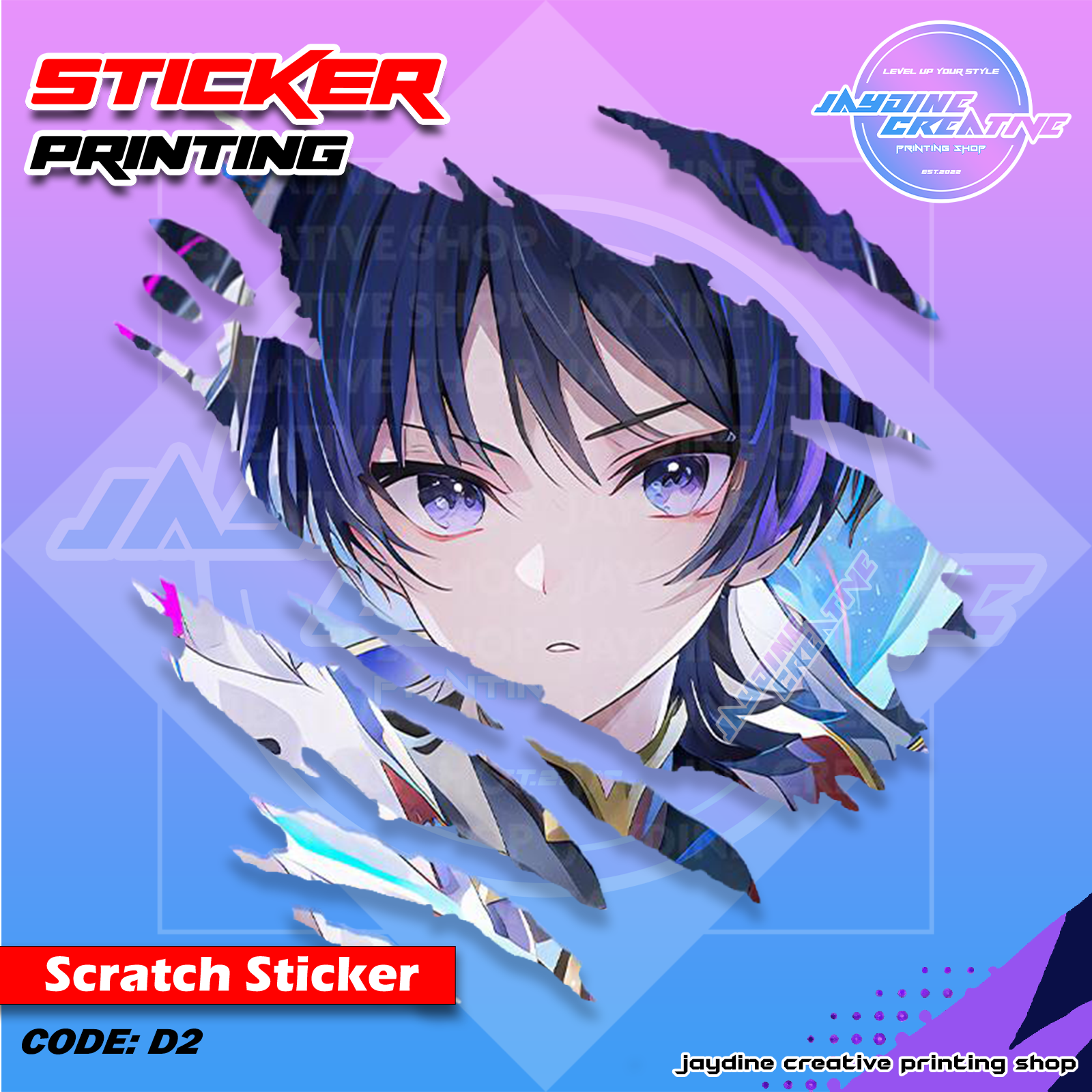 Genshin Impact Inspired Scratch Design Sticker