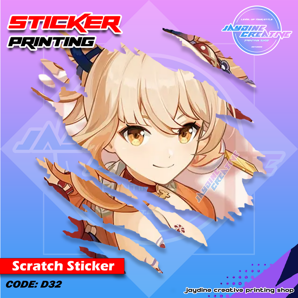 Genshin Impact Inspired Scratch Design Sticker