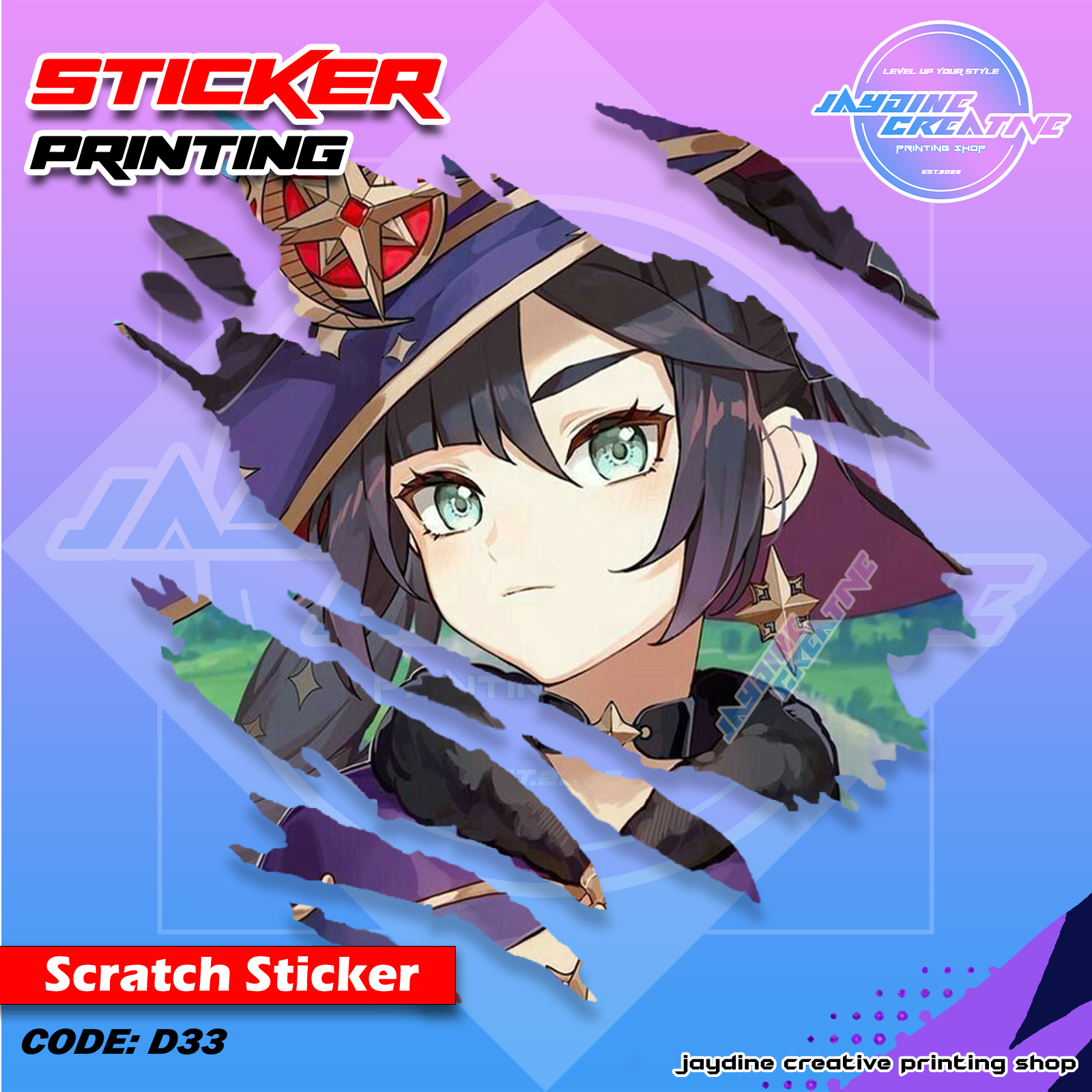 Genshin Impact Inspired Scratch Design Sticker