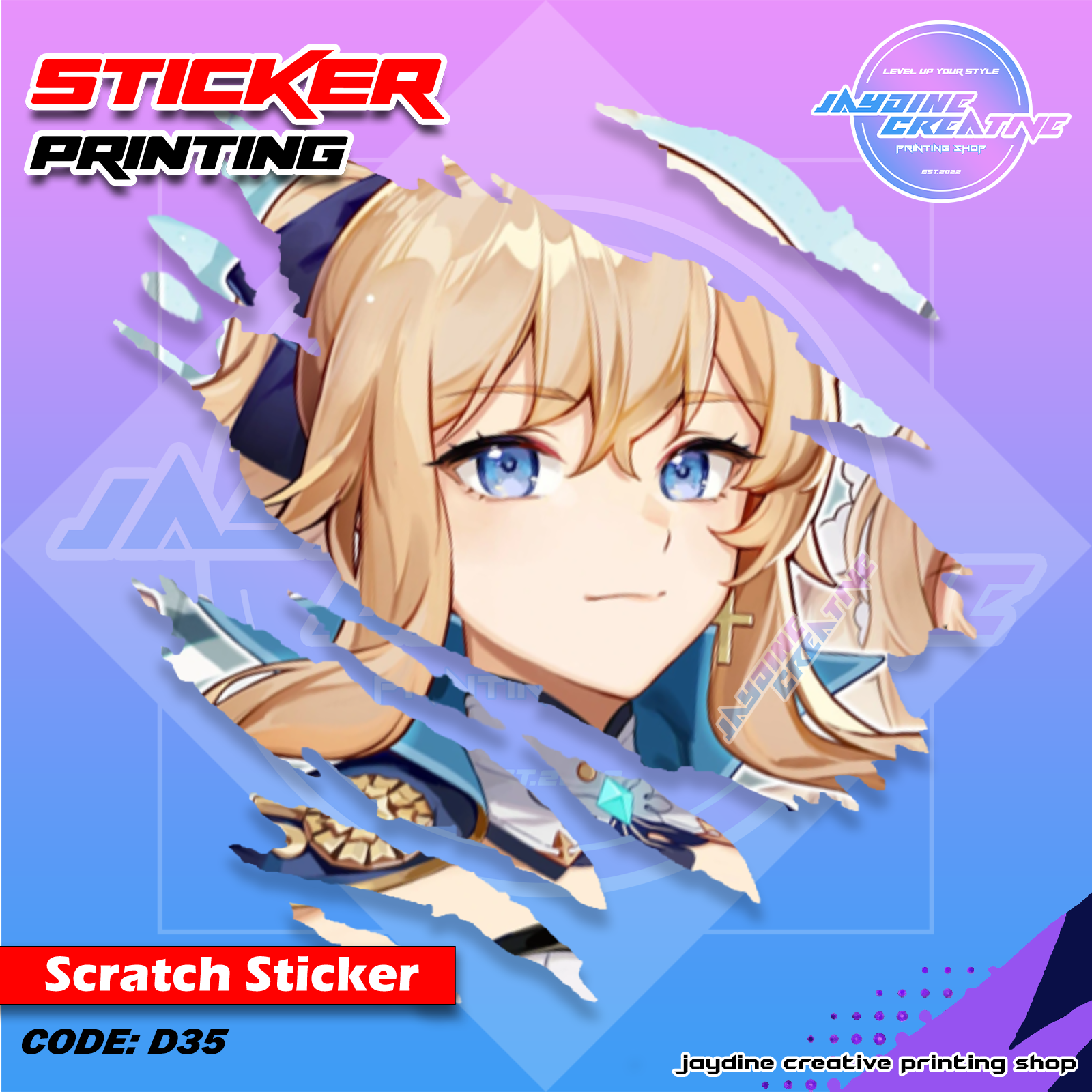 Genshin Impact Inspired Scratch Design Sticker