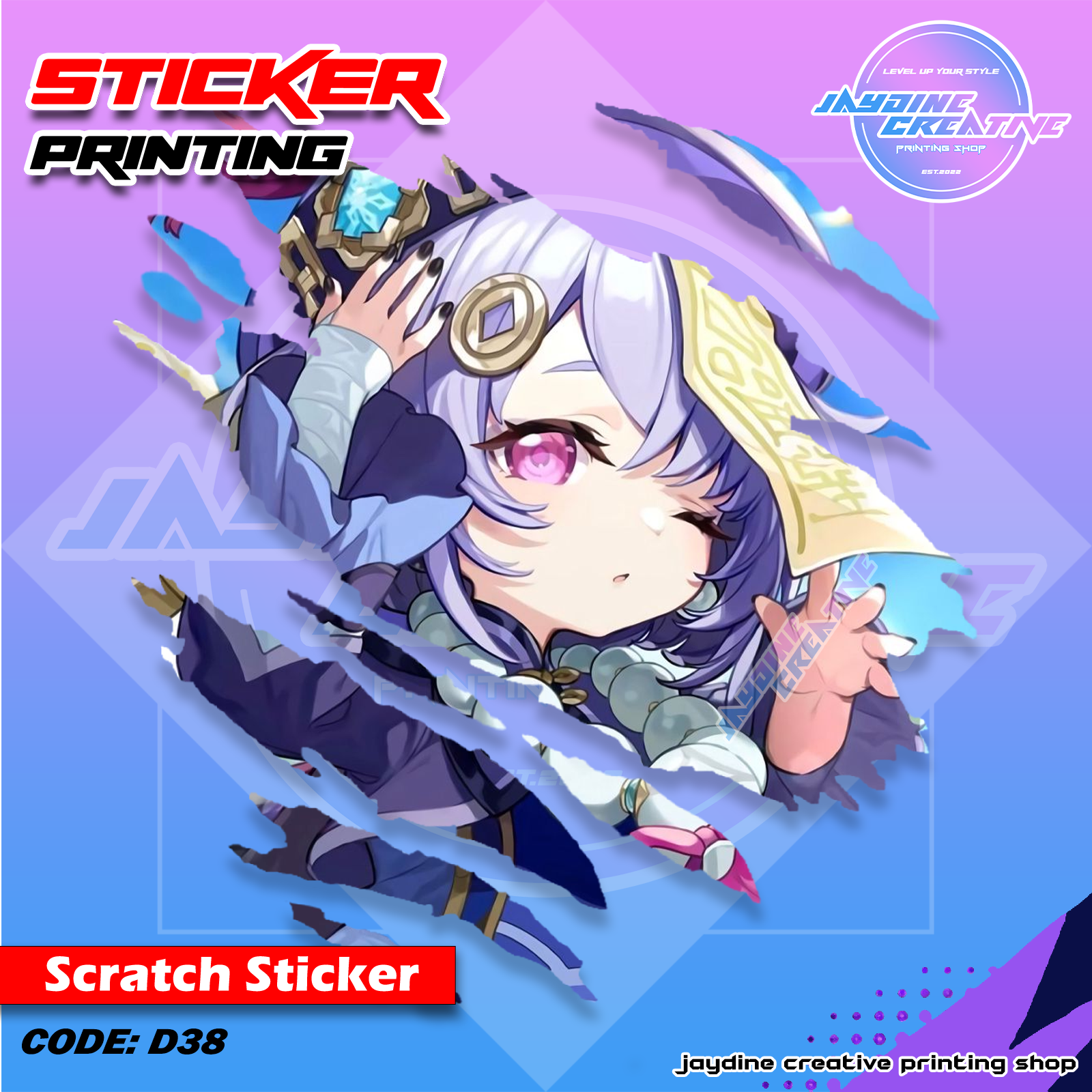 Genshin Impact Inspired Scratch Design Sticker