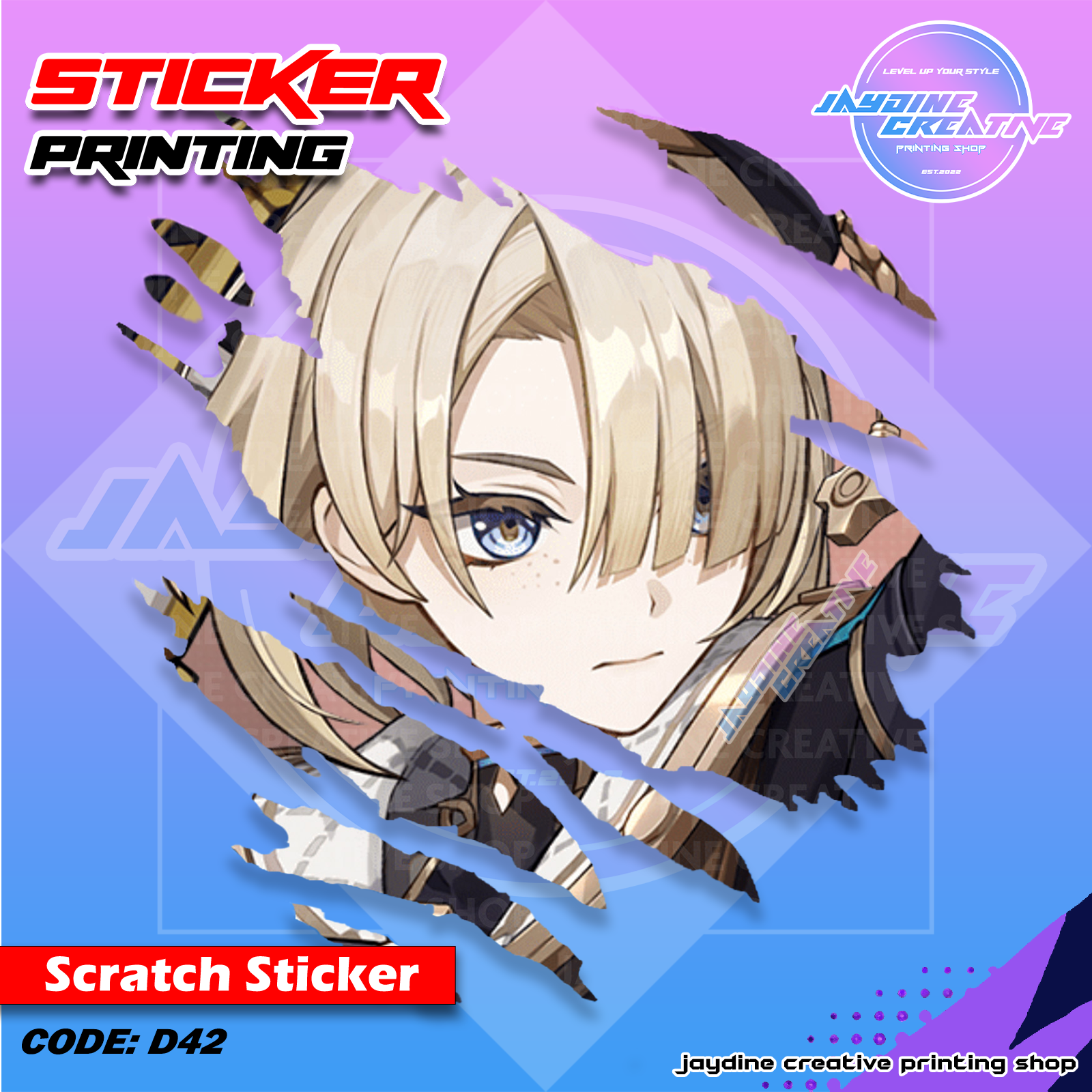 Genshin Impact Inspired Scratch Design Sticker