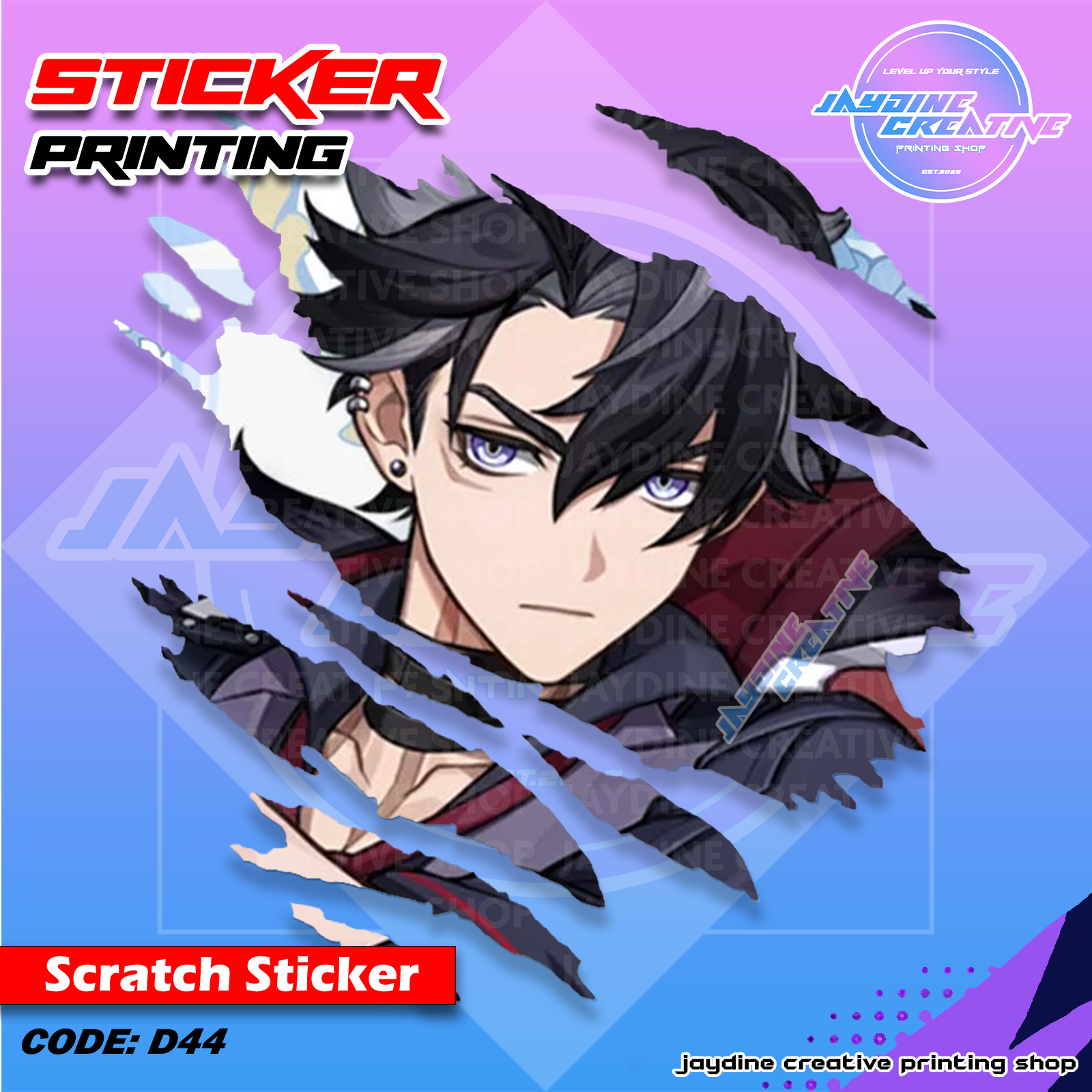 Genshin Impact Inspired Scratch Design Sticker