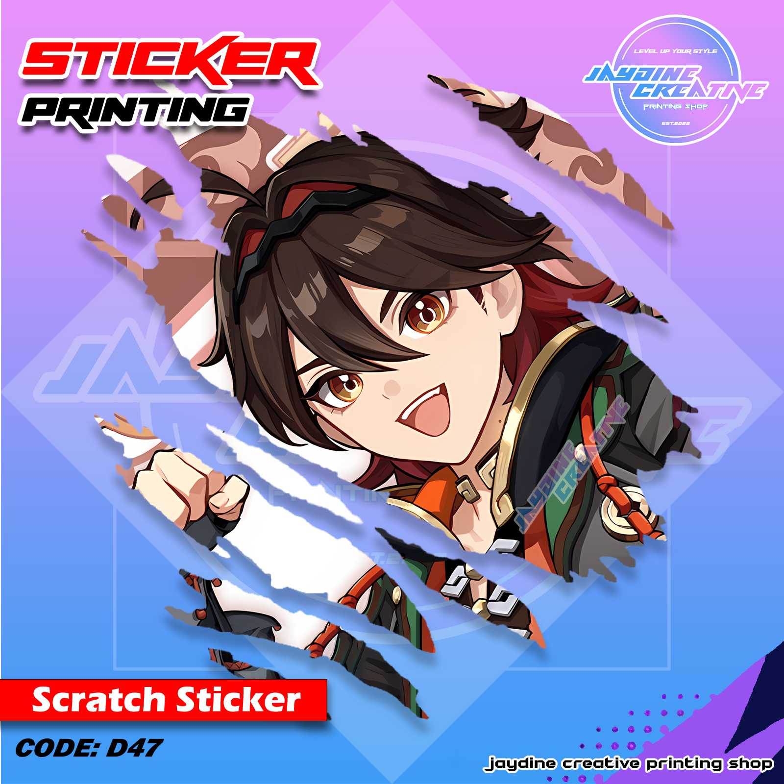 Genshin Impact Inspired Scratch Design Sticker