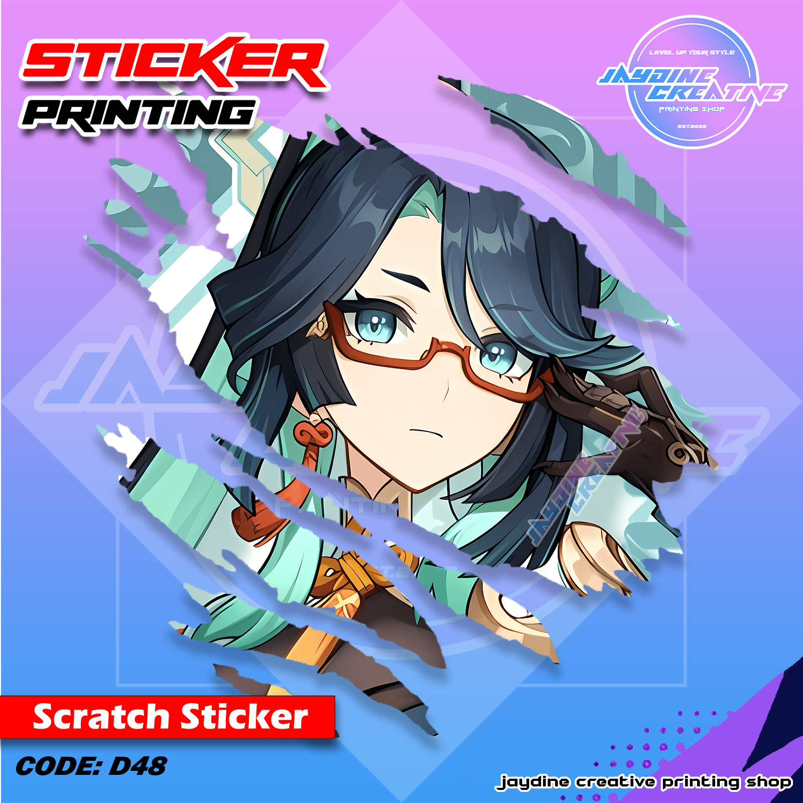 Genshin Impact Inspired Scratch Design Sticker