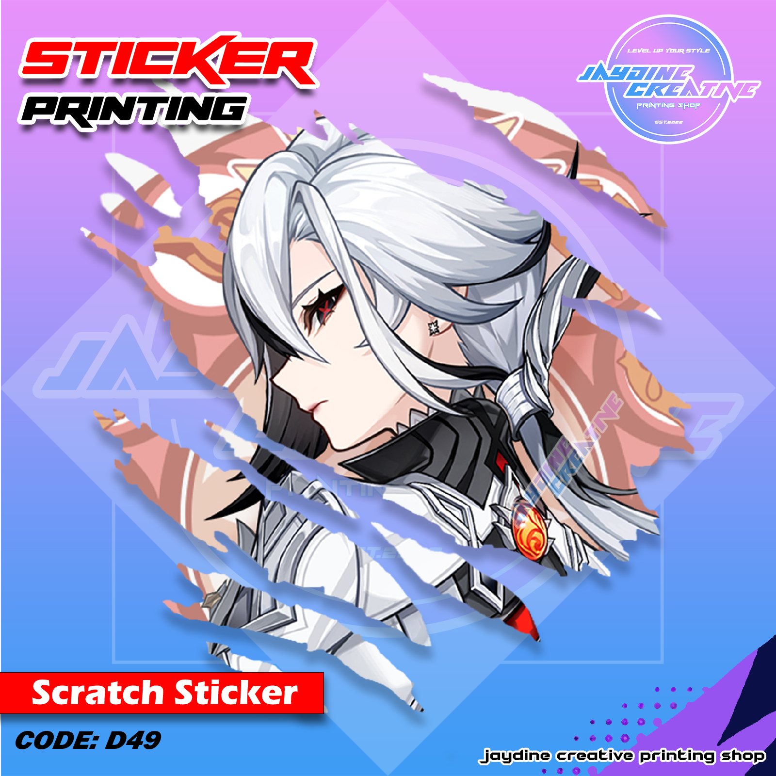 Genshin Impact Inspired Scratch Design Sticker