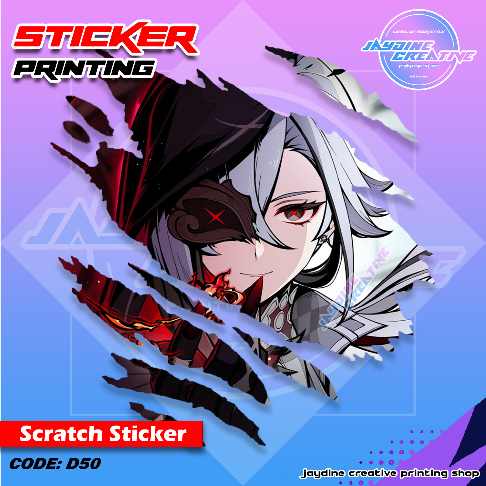 Genshin Impact Inspired Scratch Design Sticker