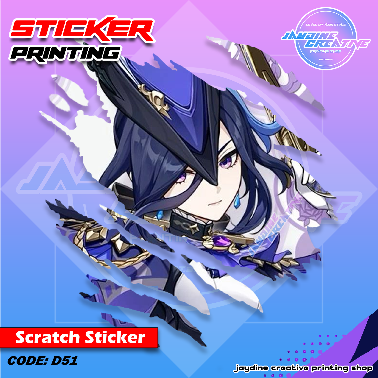 Genshin Impact Inspired Scratch Design Sticker