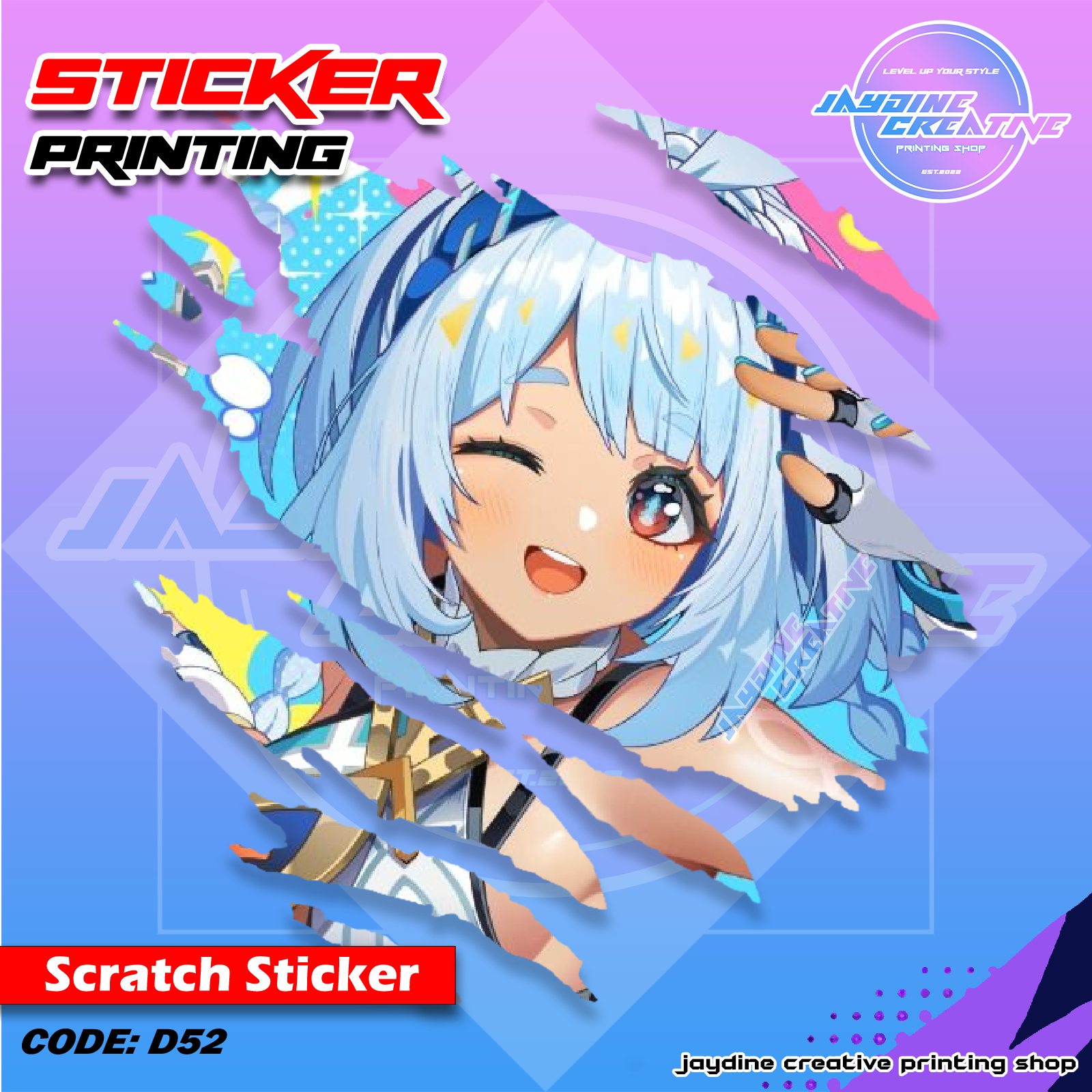 Genshin Impact Inspired Scratch Design Sticker