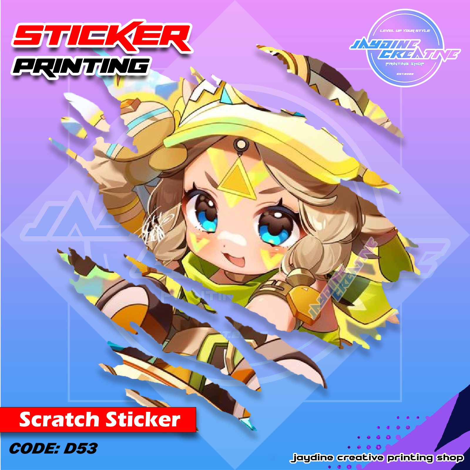 Genshin Impact Inspired Scratch Design Sticker