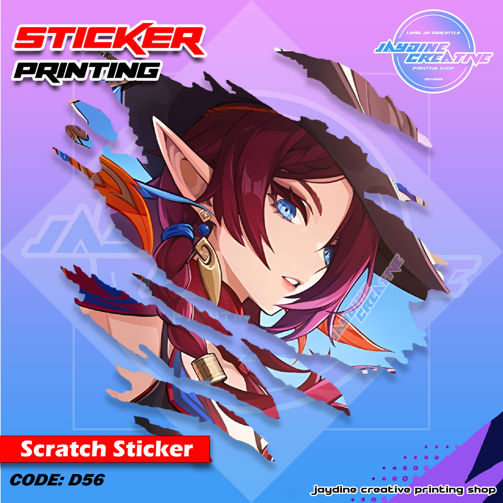 Genshin Impact Inspired Scratch Design Sticker