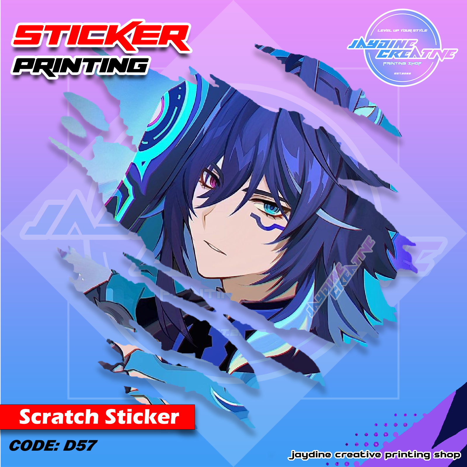 Genshin Impact Inspired Scratch Design Sticker