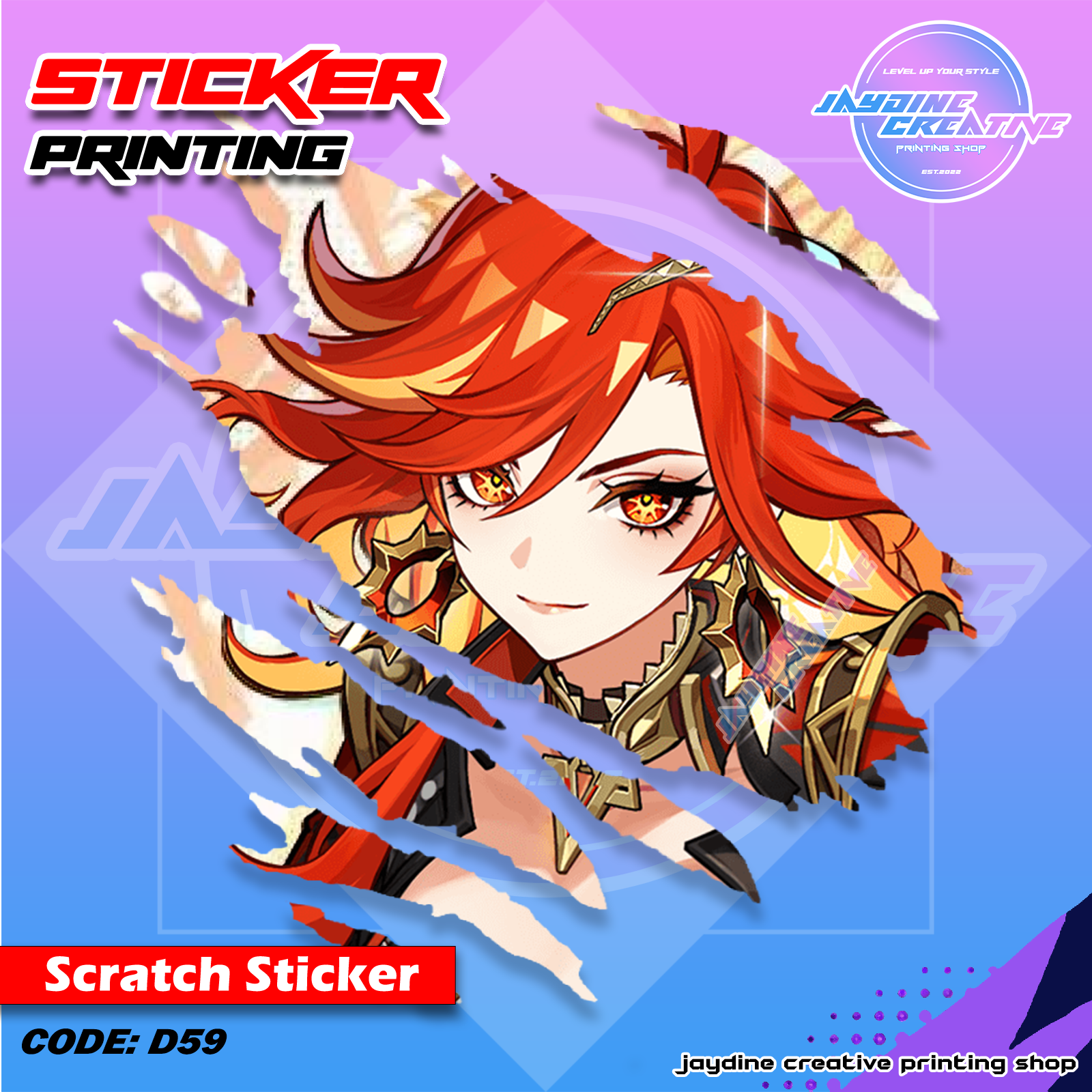 Genshin Impact Inspired Scratch Design Sticker