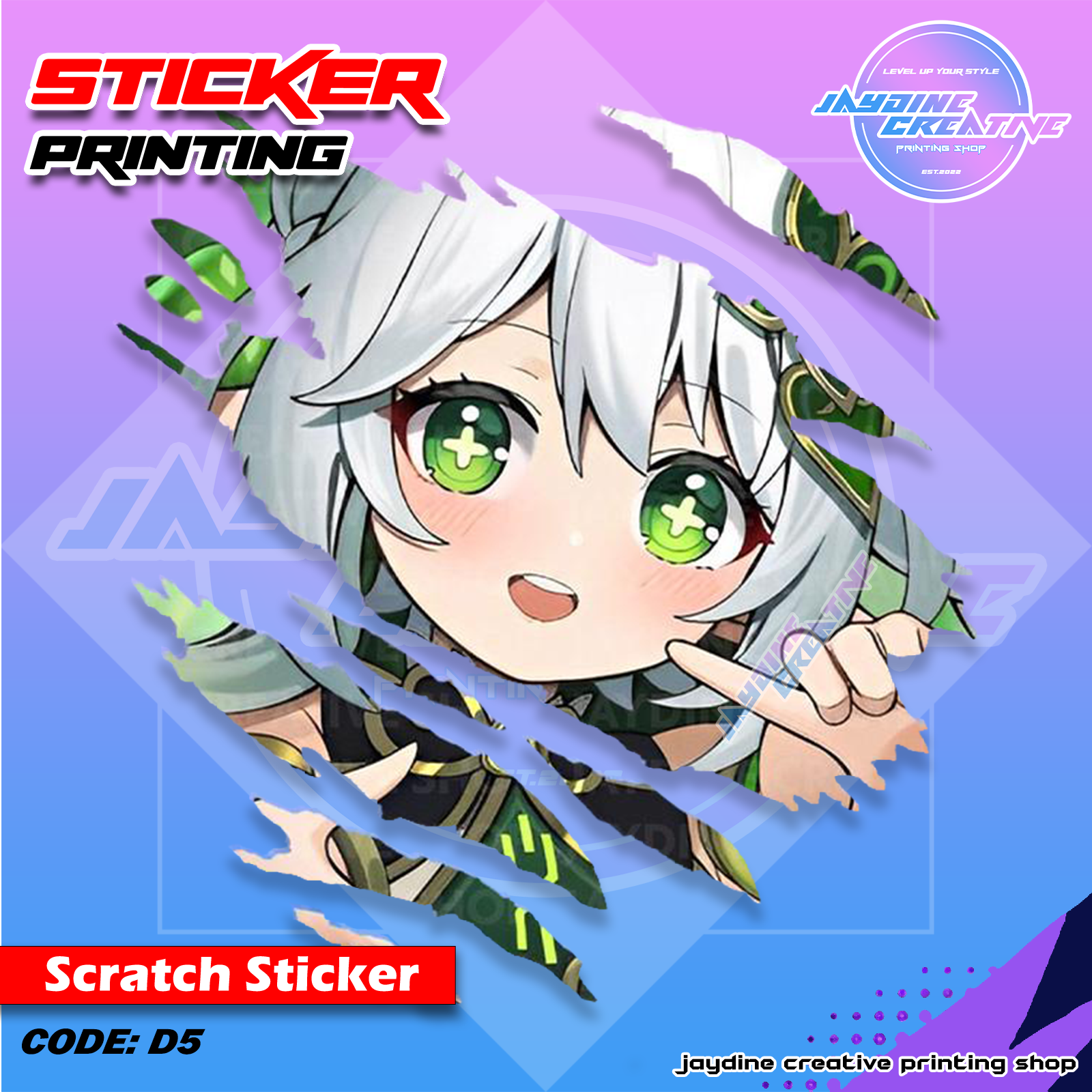 Genshin Impact Inspired Scratch Design Sticker