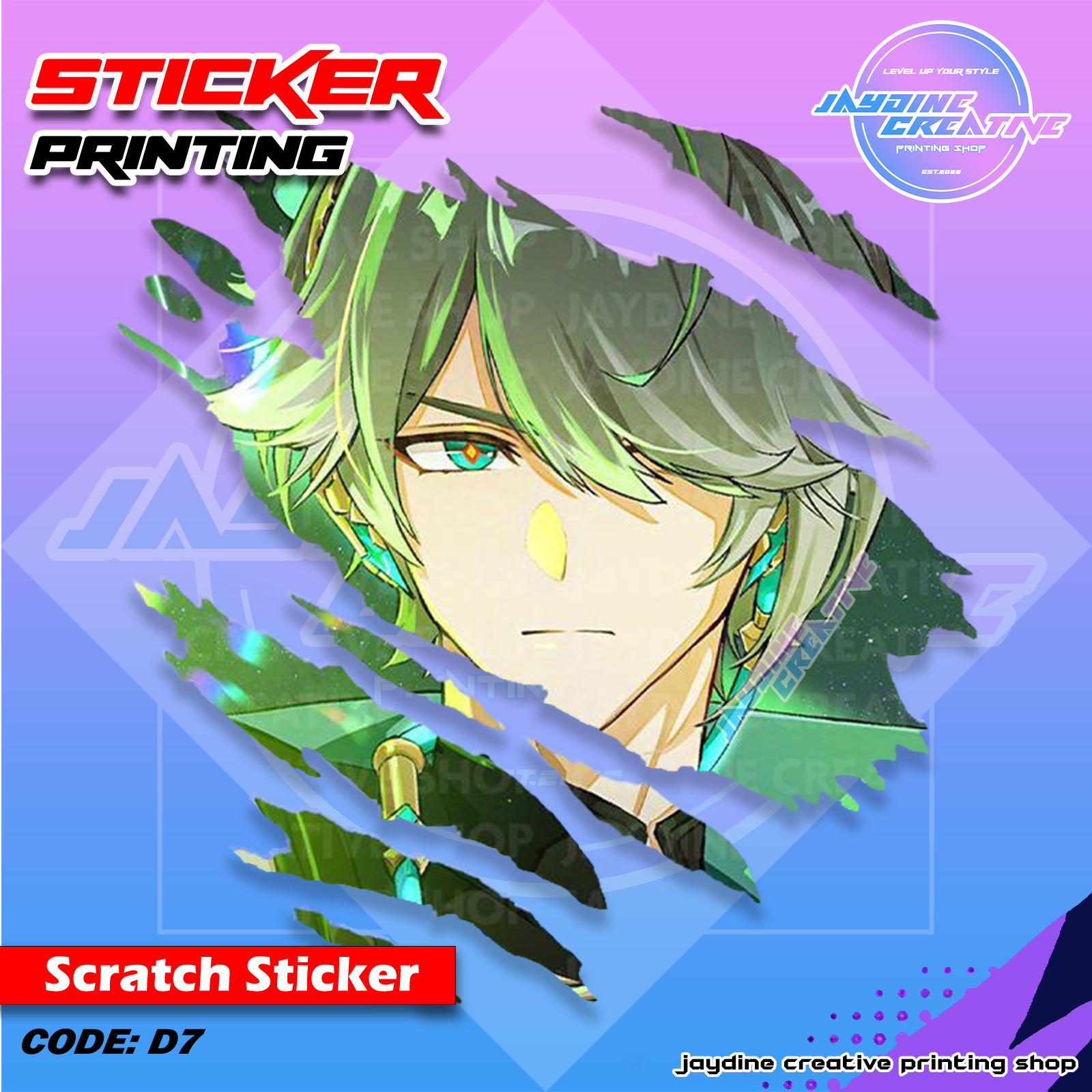 Genshin Impact Inspired Scratch Design Sticker