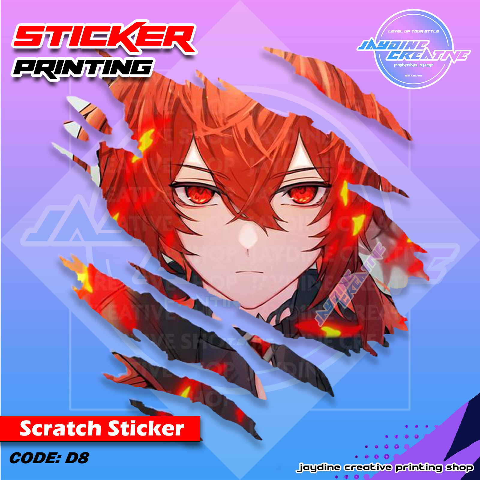 Genshin Impact Inspired Scratch Design Sticker