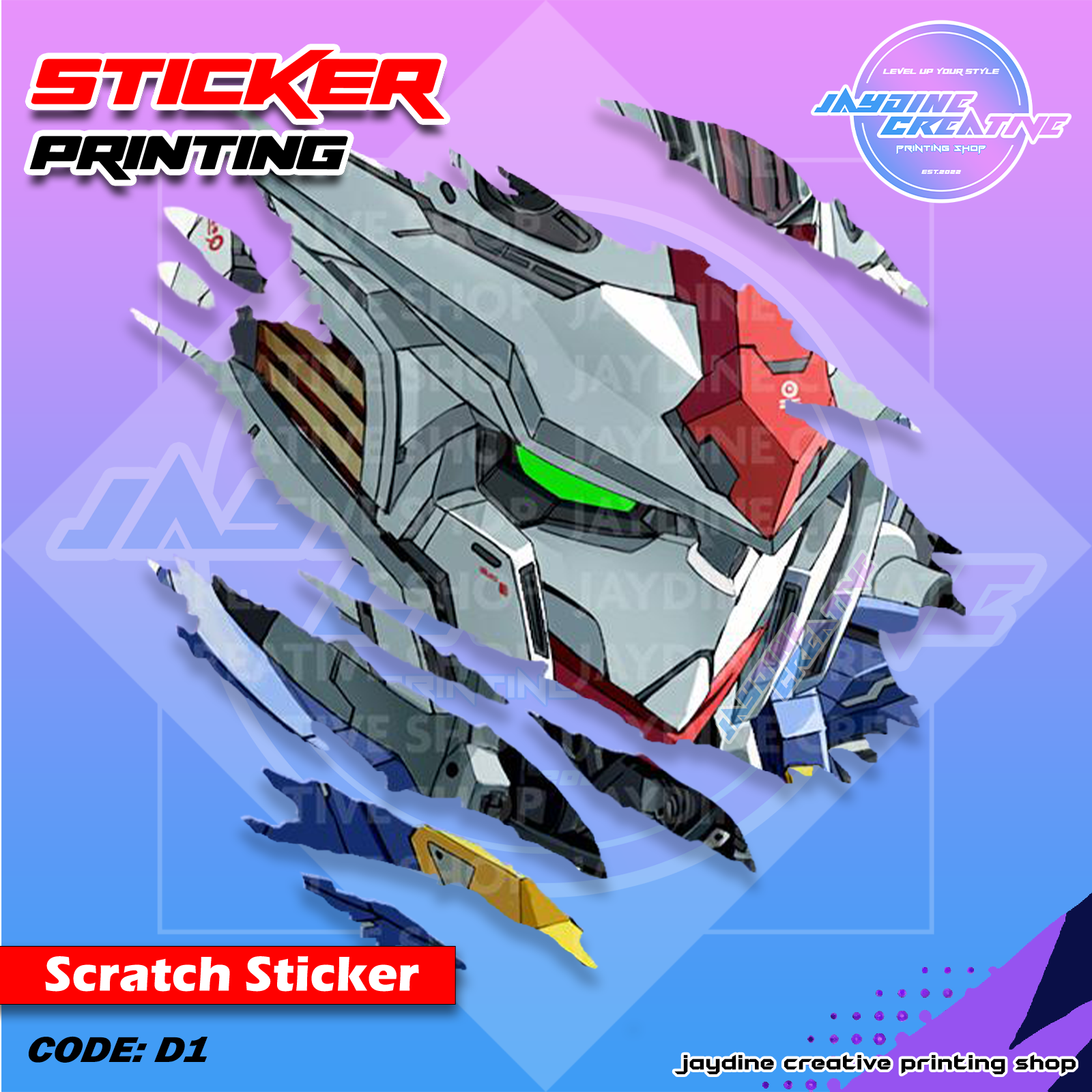 Gundam Inspired Scratch Design Sticker