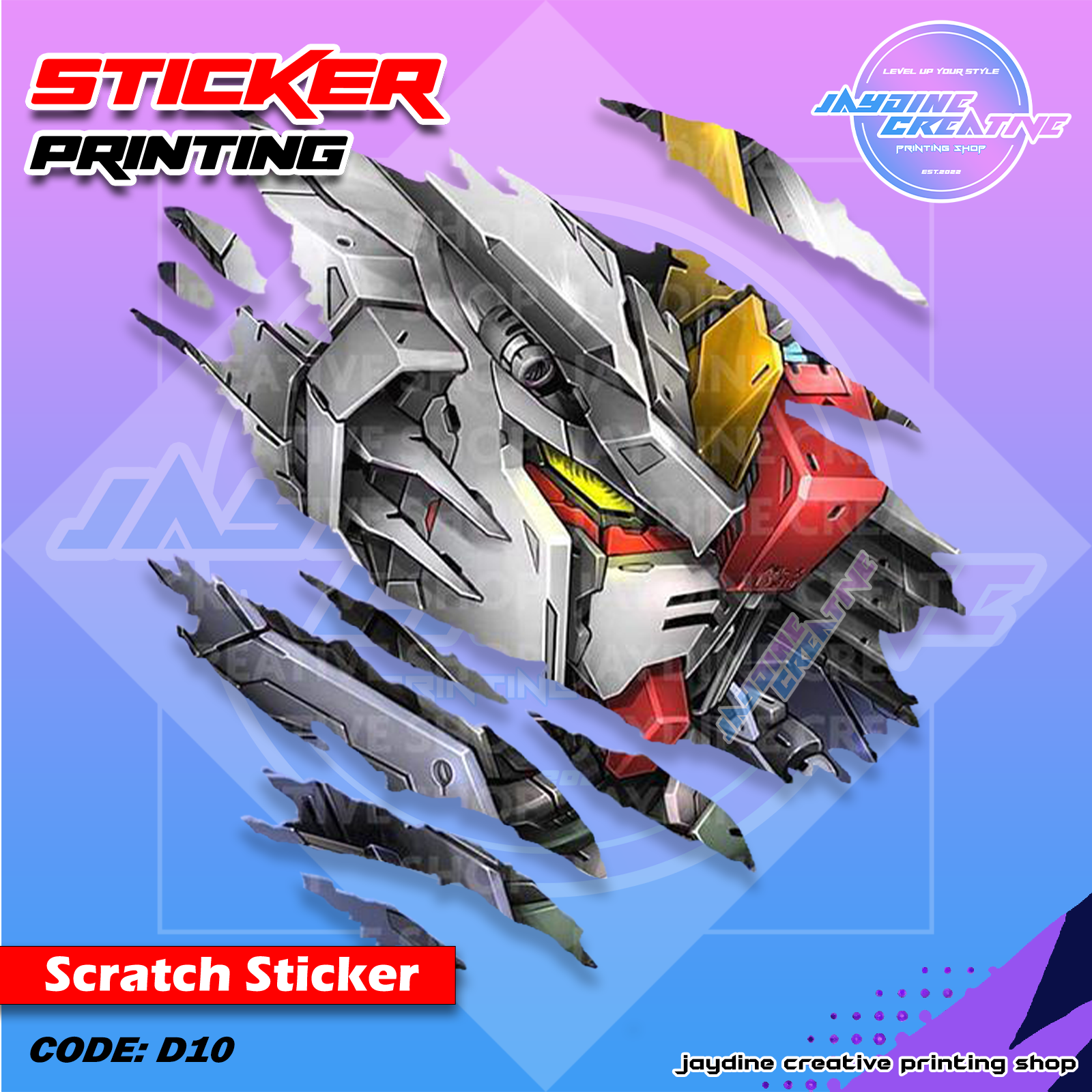 Gundam Inspired Scratch Design Sticker