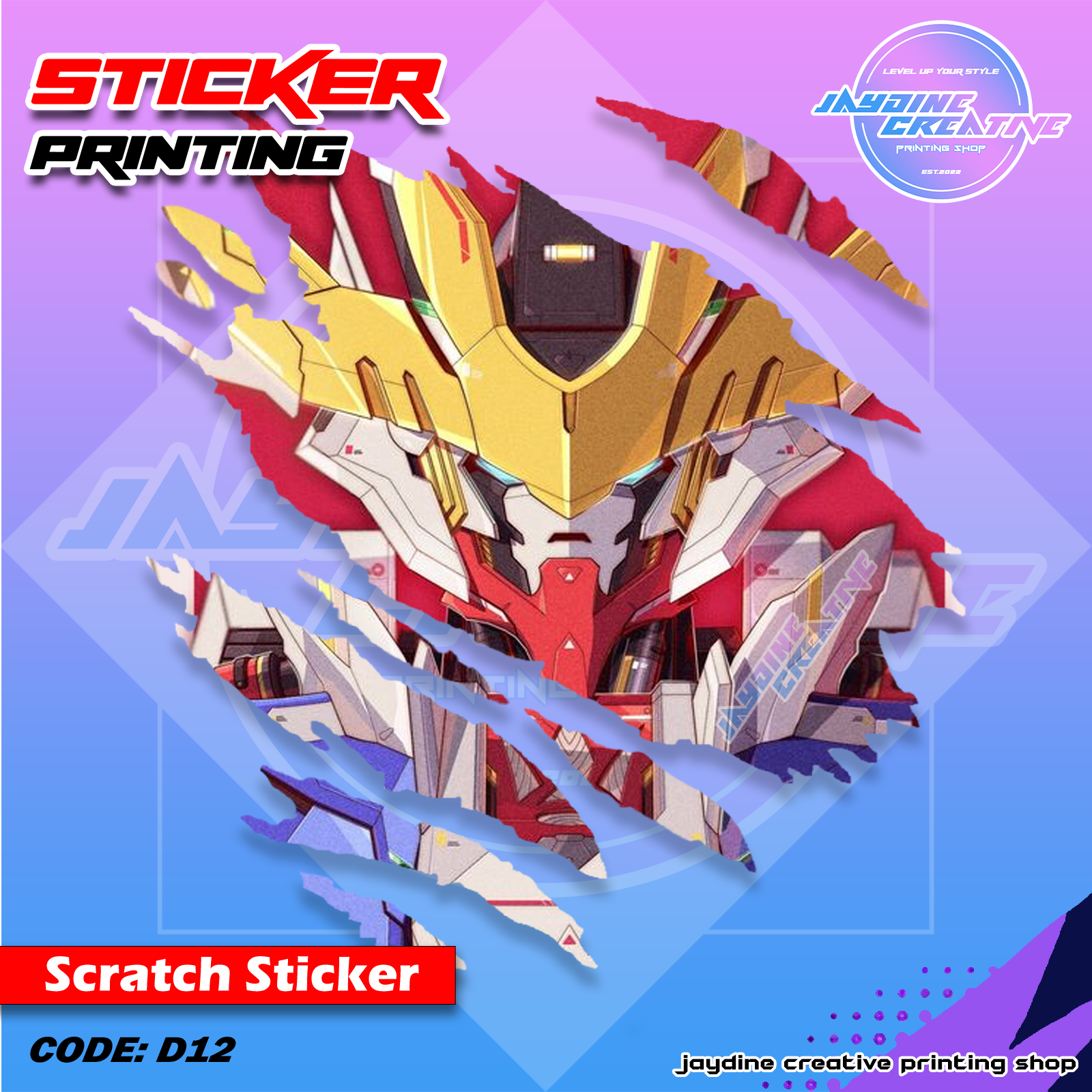Gundam Inspired Scratch Design Sticker