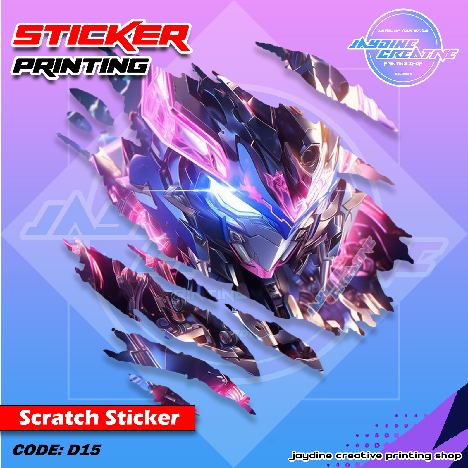 Gundam Inspired Scratch Design Sticker