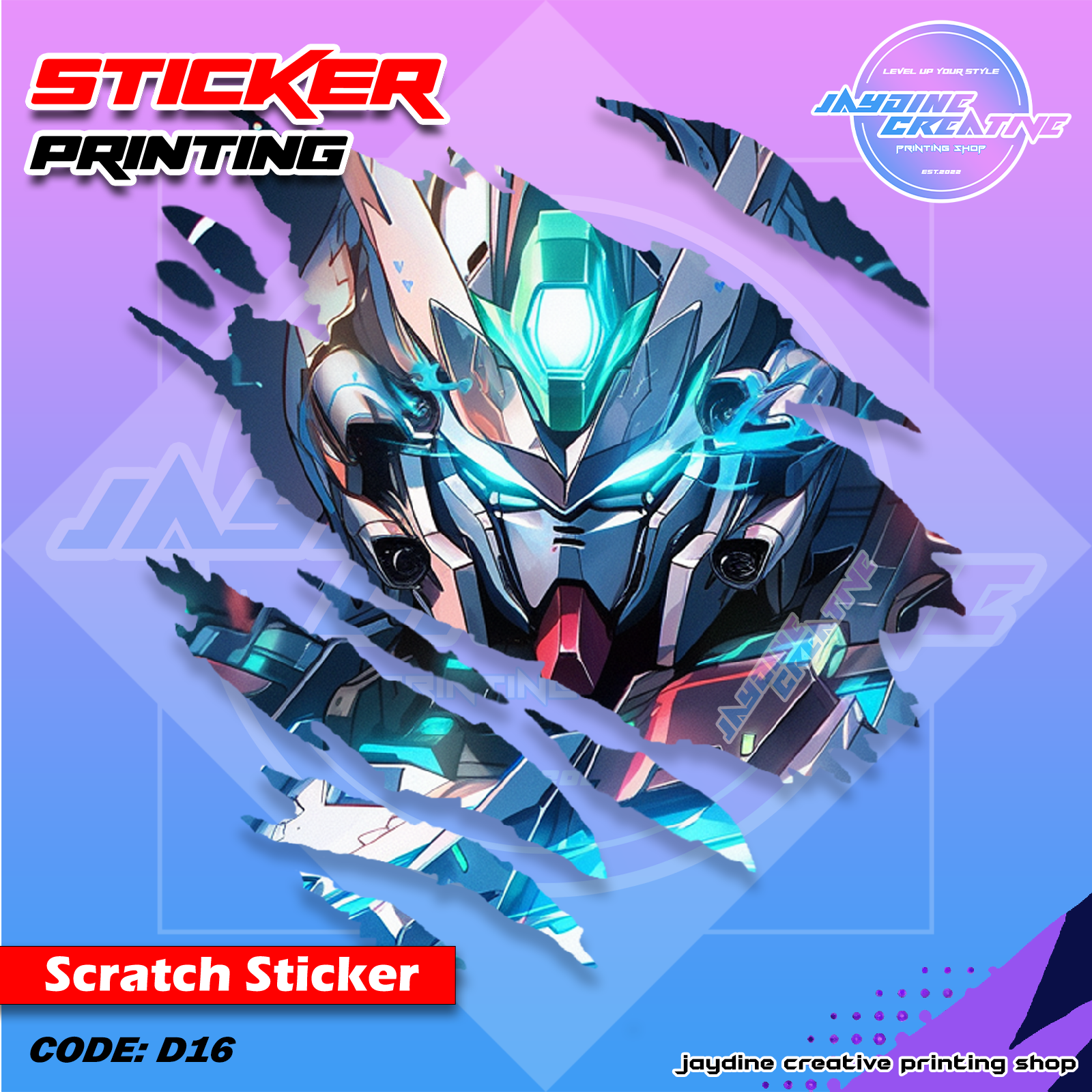 Gundam Inspired Scratch Design Sticker
