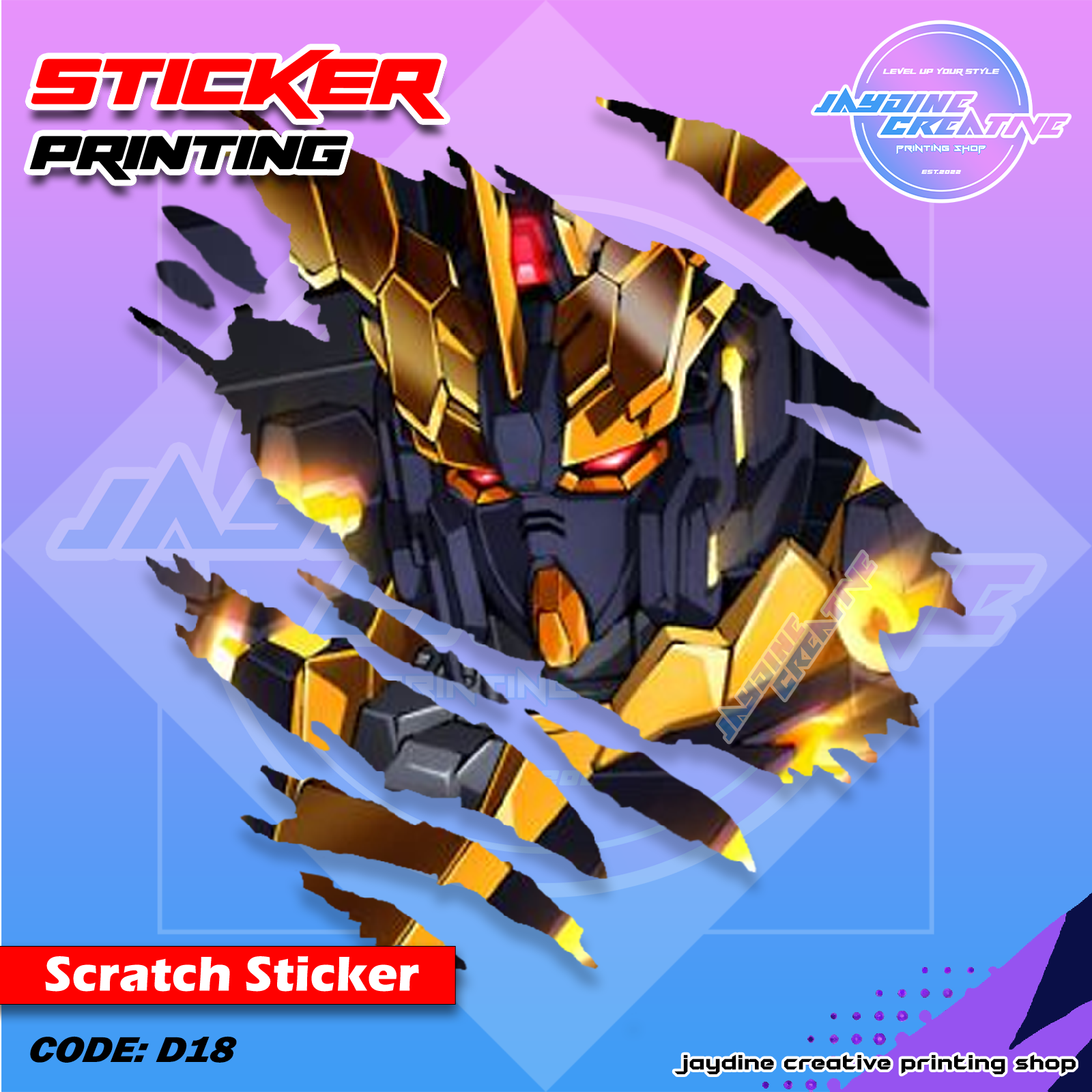 Gundam Inspired Scratch Design Sticker
