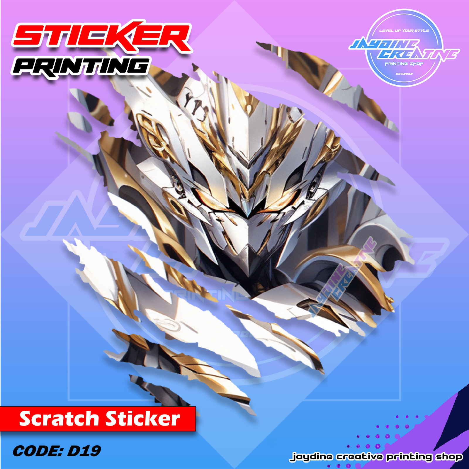 Gundam Inspired Scratch Design Sticker