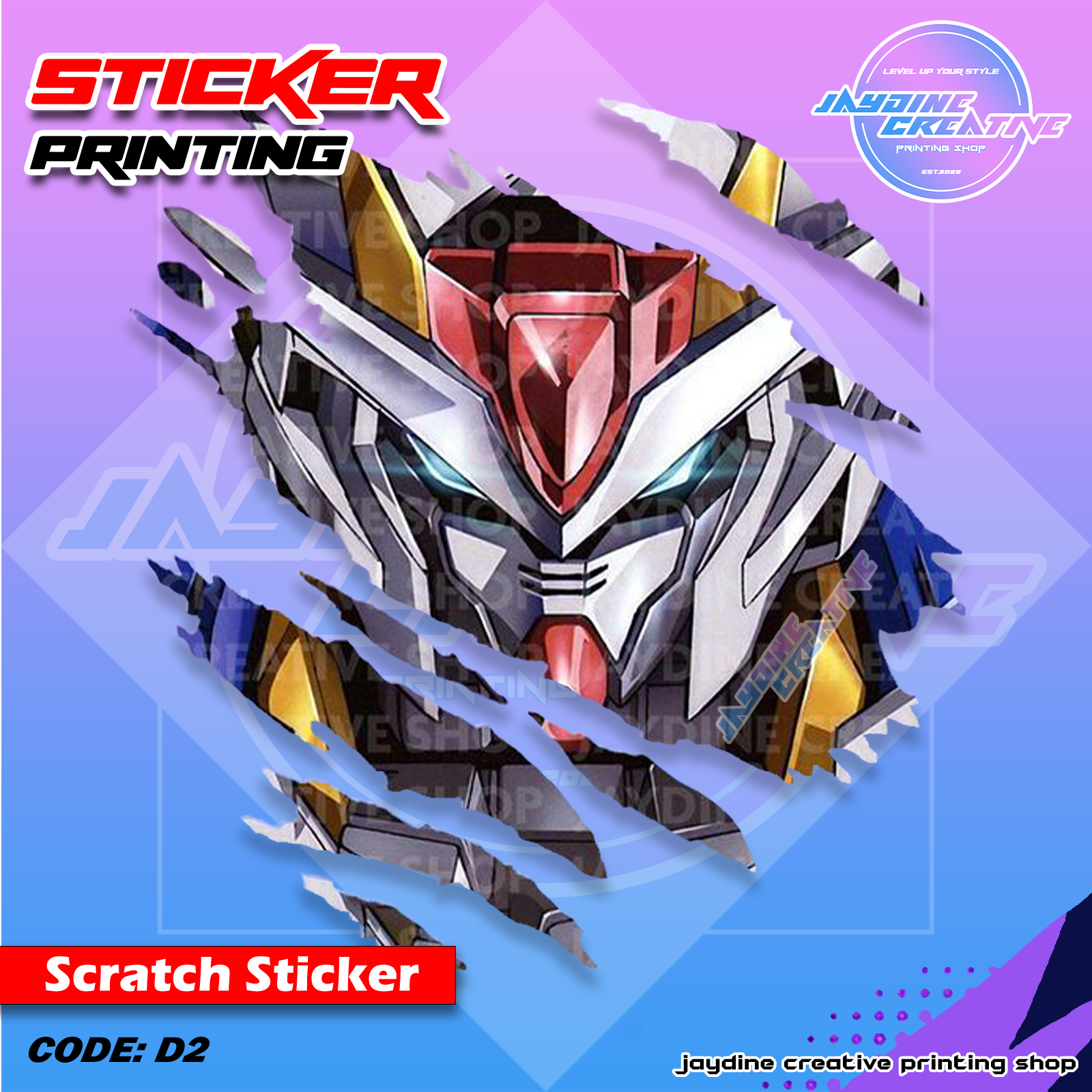 Gundam Inspired Scratch Design Sticker