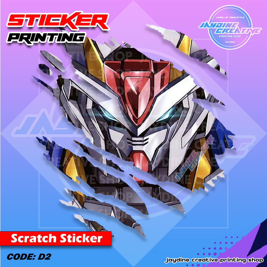 Gundam Inspired Scratch Design Sticker