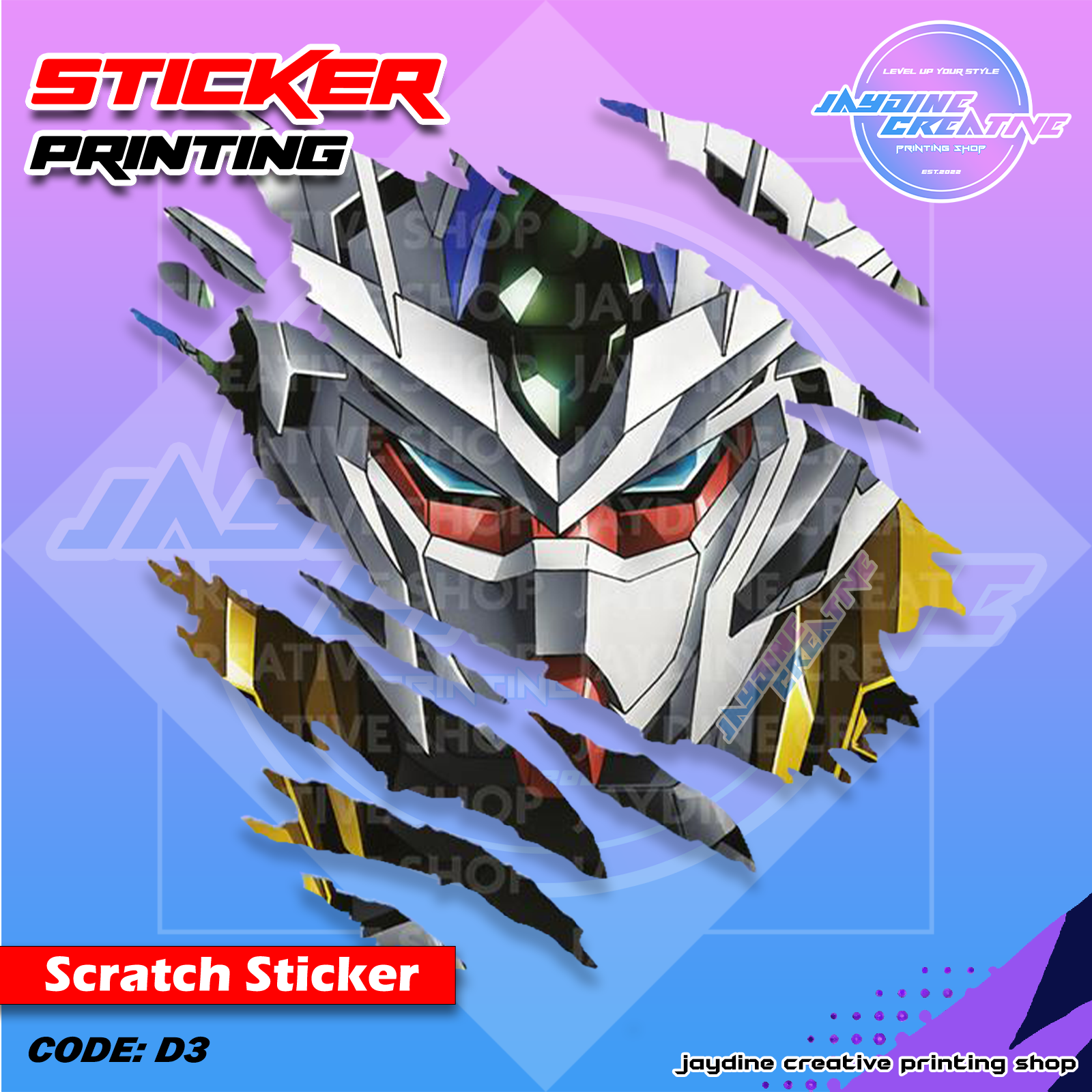 Gundam Inspired Scratch Design Sticker