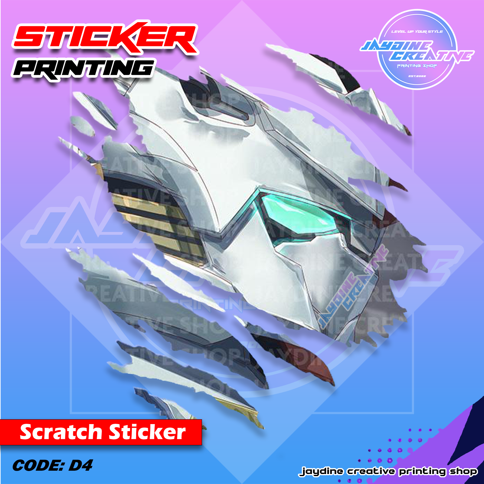 Gundam Inspired Scratch Design Sticker