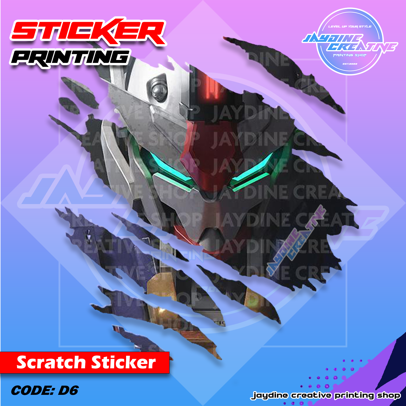 Gundam Inspired Scratch Design Sticker