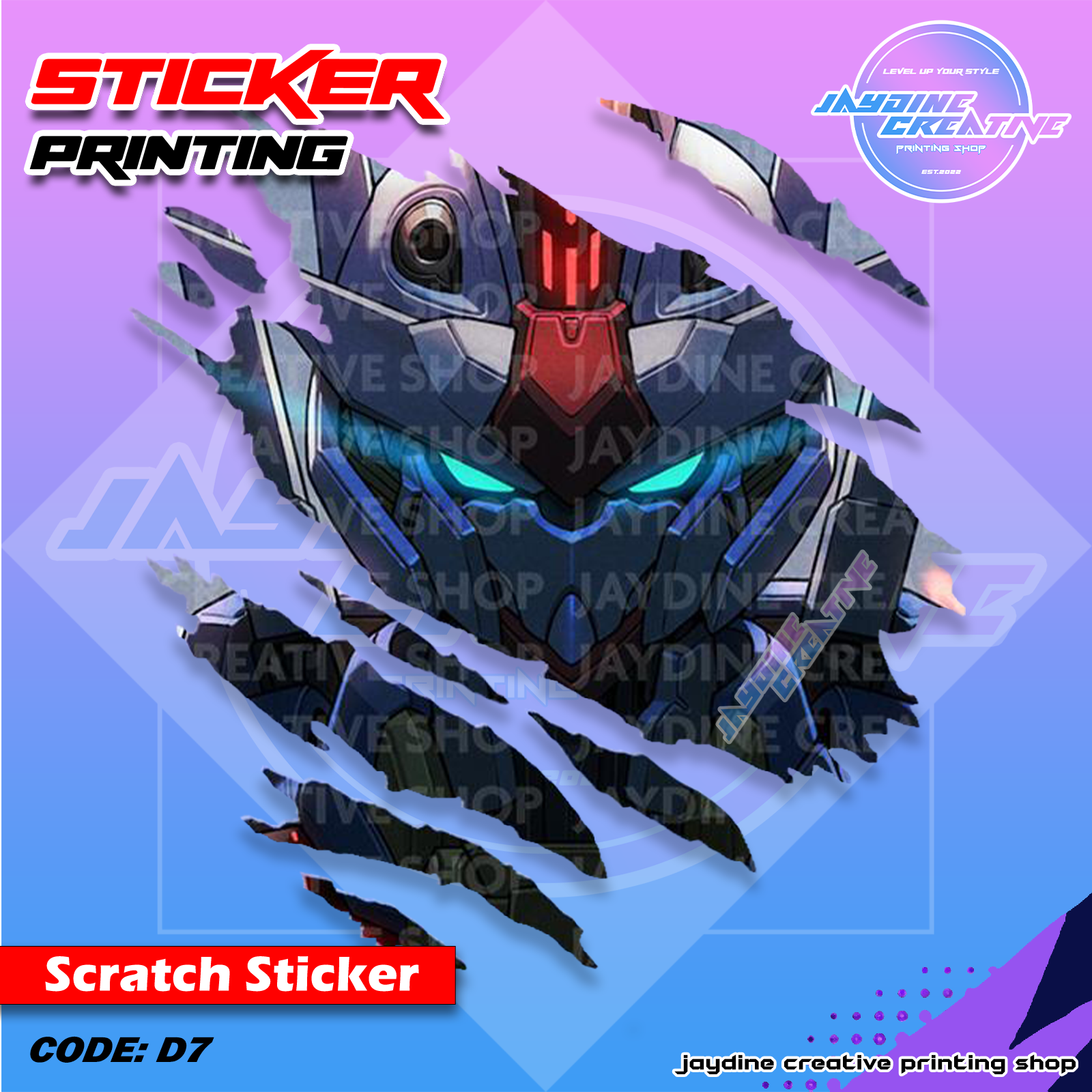 Gundam Inspired Scratch Design Sticker