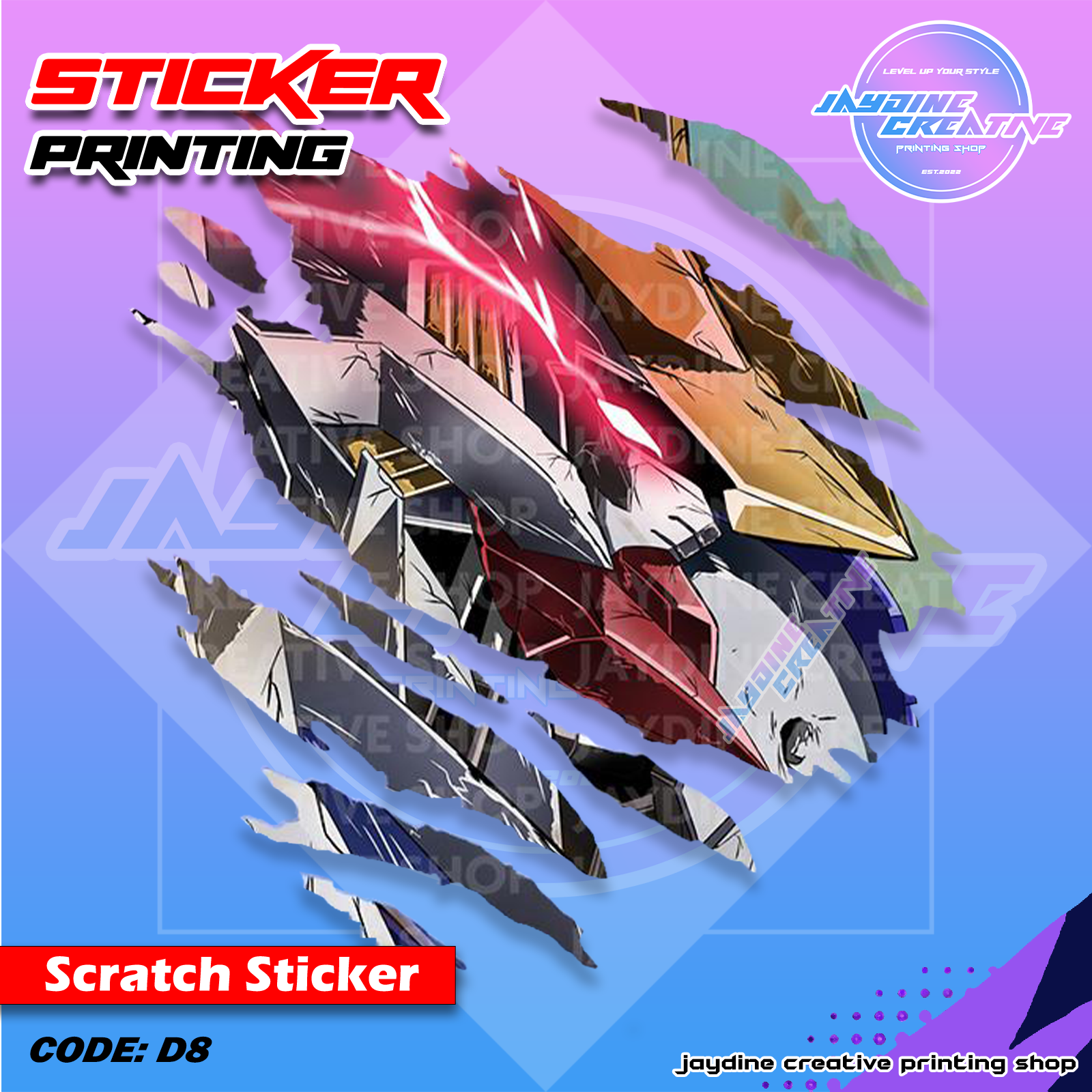 Gundam Inspired Scratch Design Sticker