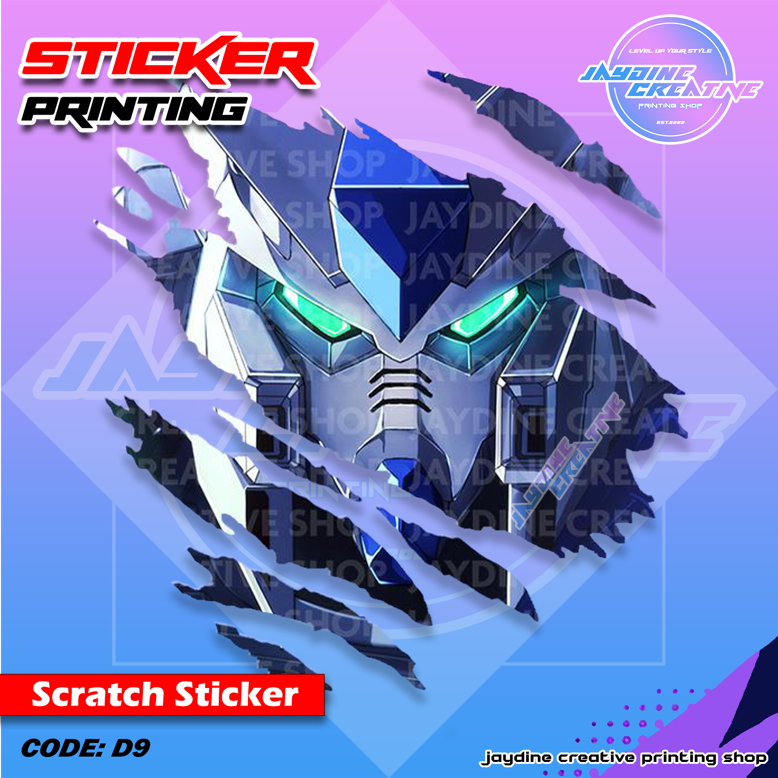 Gundam Inspired Scratch Design Sticker