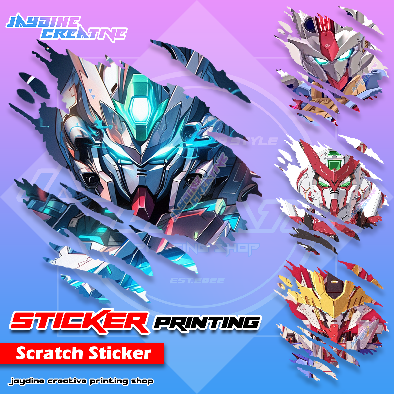 Gundam Inspired Scratch Design Sticker