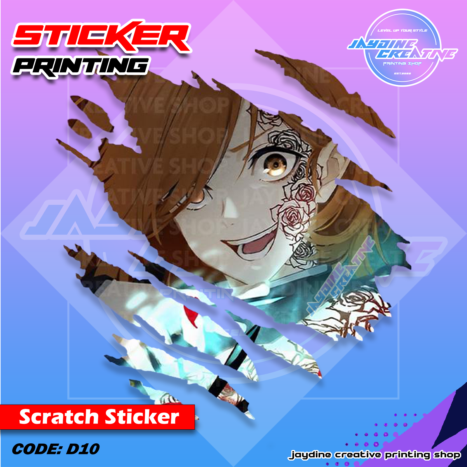 Jujutsu Kaisen Inspired Scratch Design Sticker
