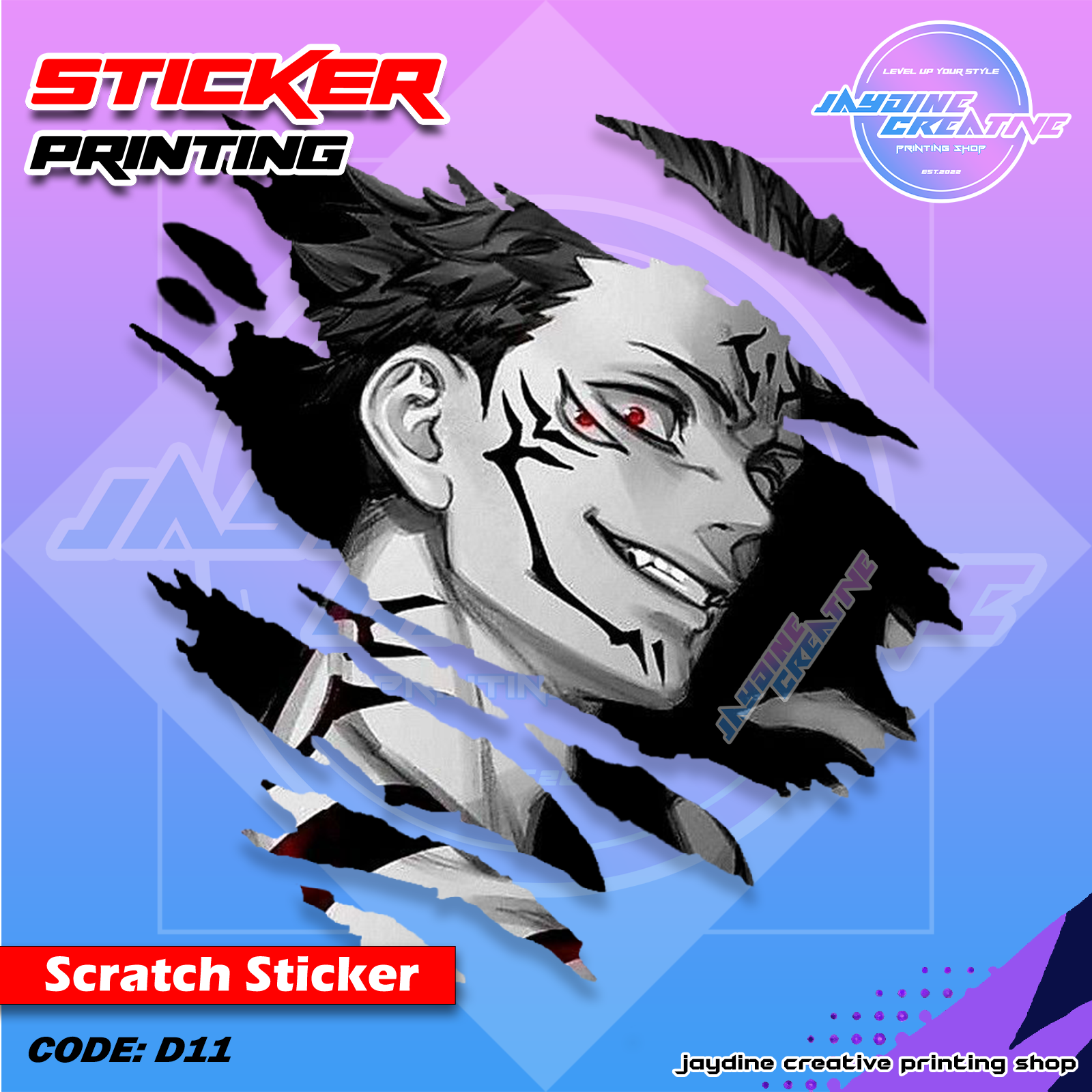 Jujutsu Kaisen Inspired Scratch Design Sticker